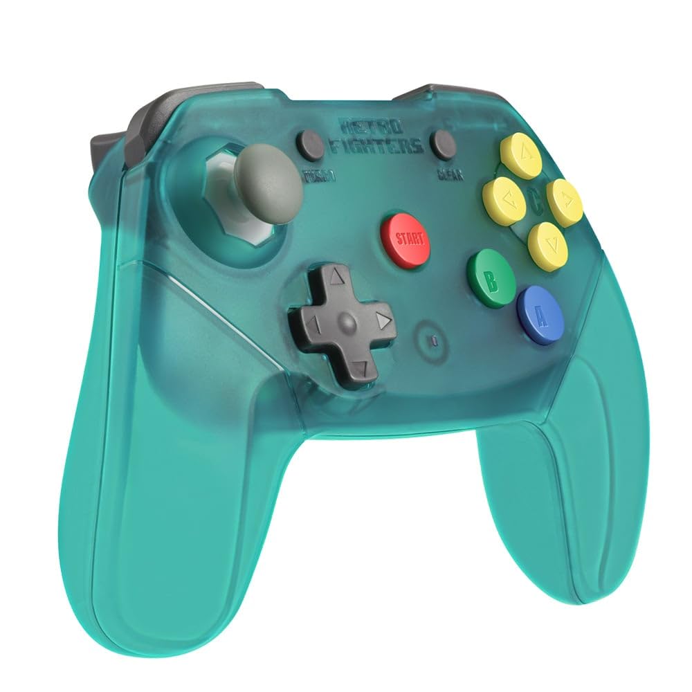 Retro Fighters Brawler64 Wireless N64 Controller for Nintendo 64 - Blue Bluetooth Gamepad - Perfect for Classic Gaming & Speedrunning