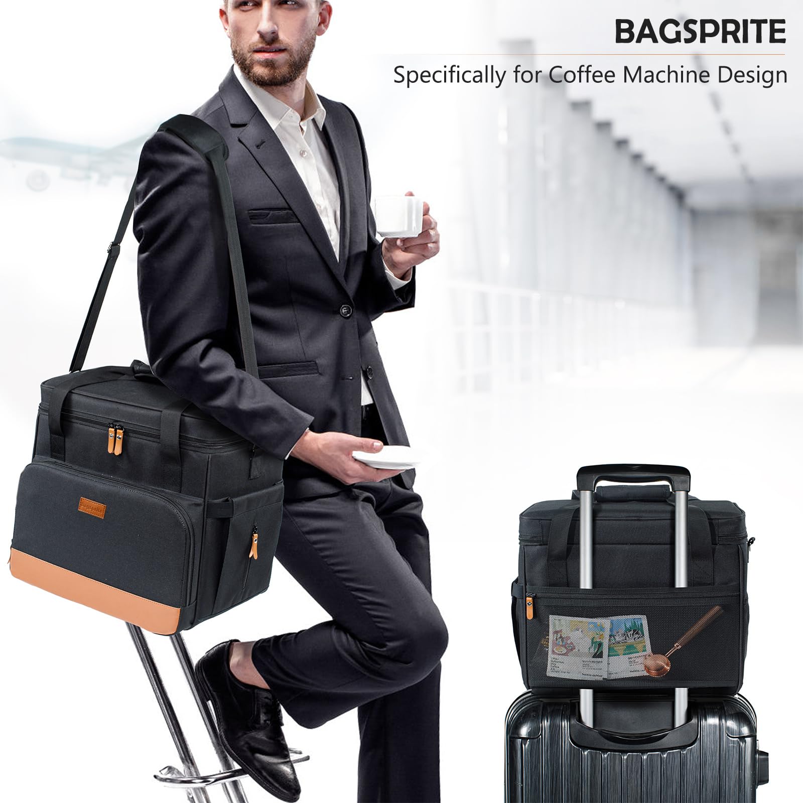 BAGSPRITE Keurig Classic Coffee Maker Travel Bag - Portable Single Serve Brewer Carrying Case with Storage Pockets for K-Cup Pods | Perfect for Camping, Office & Travel Accessories
