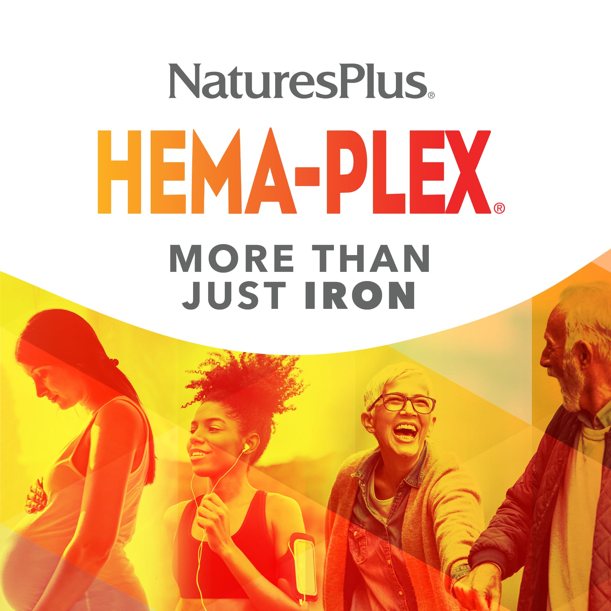NaturesPlus Hema-Plex Iron Supplement - 60 Fast-Acting Vegan Capsules with 85mg Chelated Iron, Vitamin C & Bioflavonoids - Supports Blood Health & Energy - Gluten Free, Non-GMO - 30 Servings for Anemia & Fatigue Relief