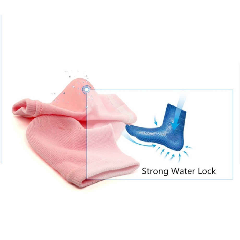 Moisturizing Heel Socks for Cracked Heels - Soft Gel Foot Sleeves with Hydrating Cream for Dry & Rough Feet (Pink) - Perfect for Overnight Treatment & Foot Care at Home