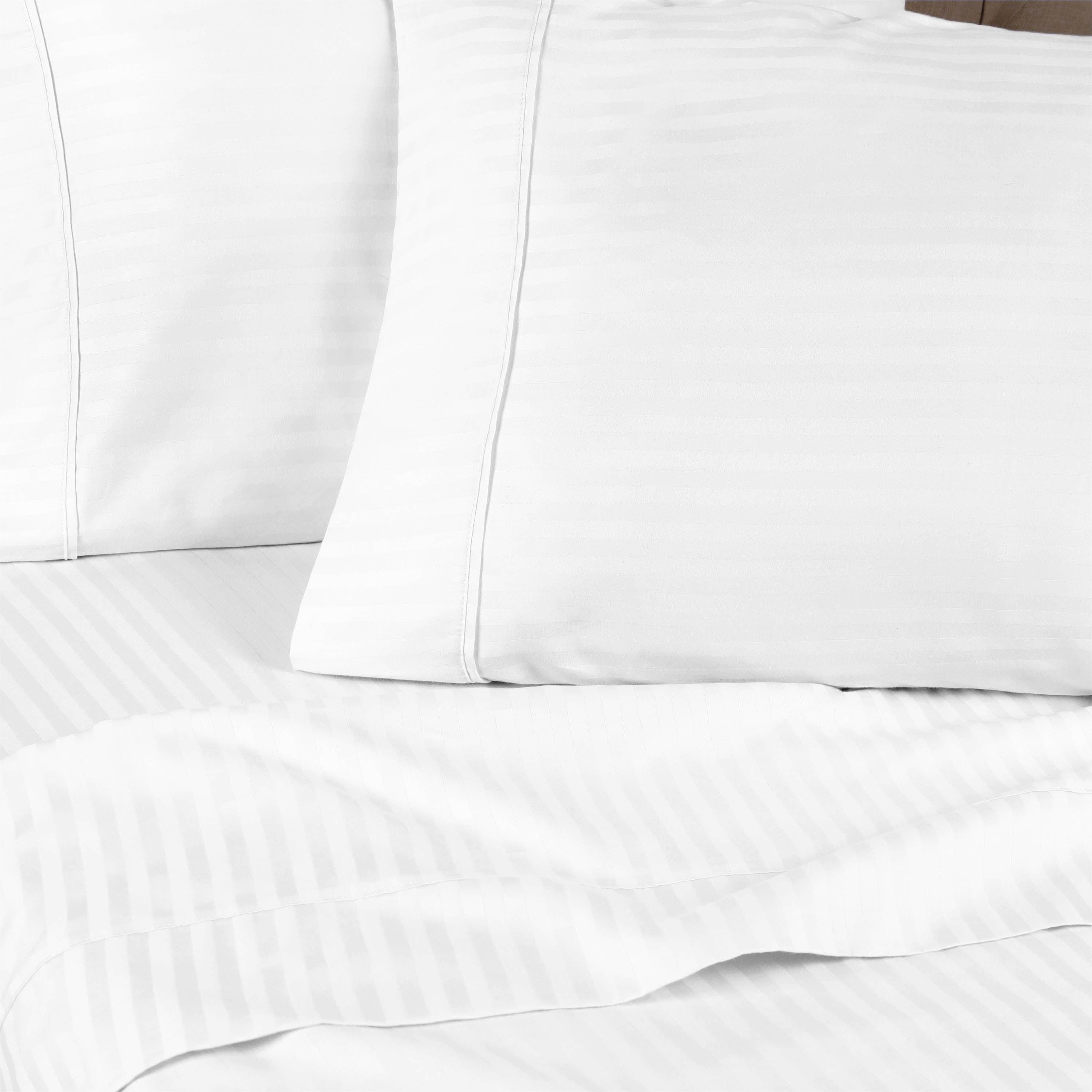 Premium 100% Egyptian Cotton 300 Thread Count Sheet Set - Deep Pocket Fitted, Flat Sheet & Pillowcases - Soft Breathable Bedding for Luxury Hotels & Home Use