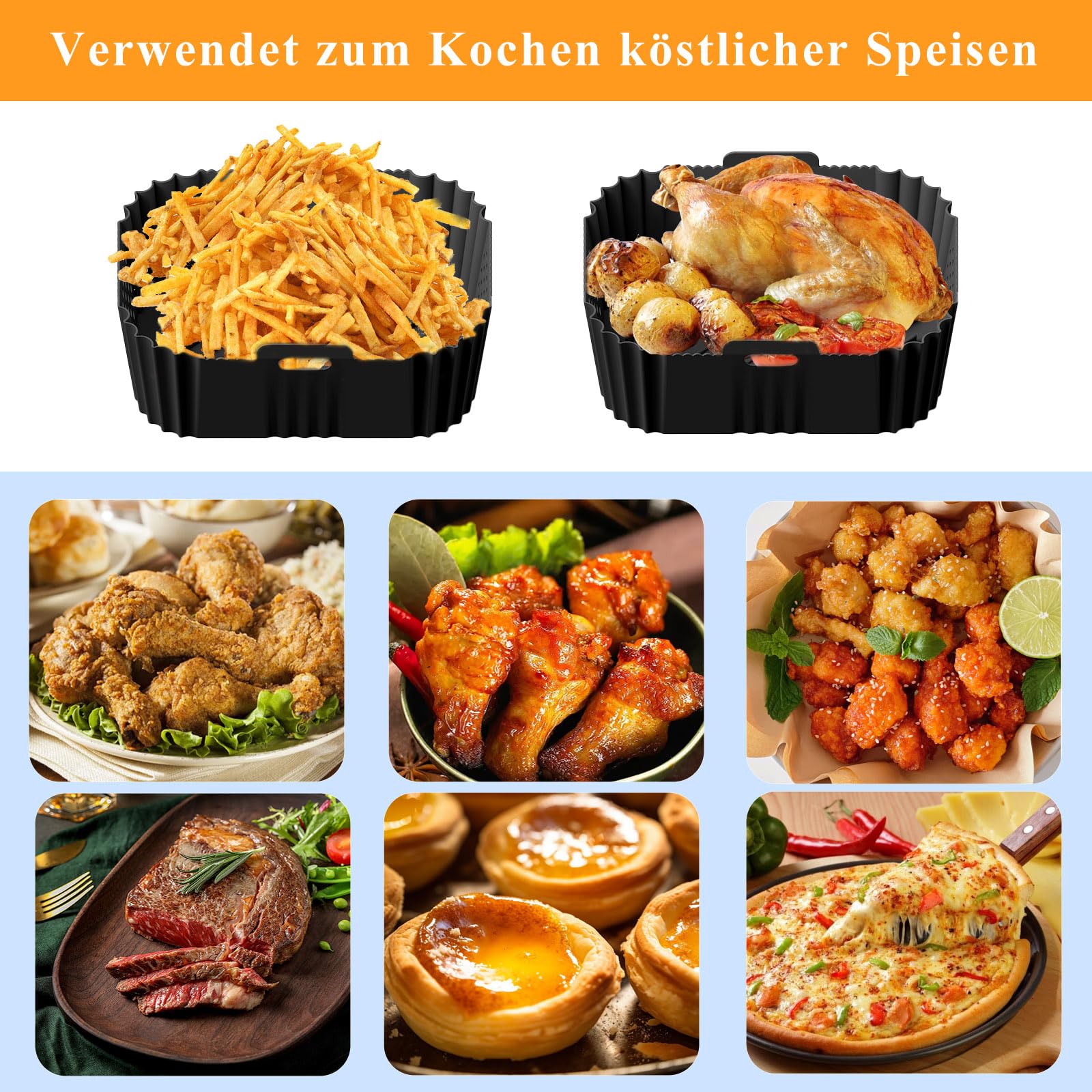 Ninja Double Stack XL Air Fryer Silicone Mold for SL400EU AF400EU AF300EU - Non-Stick Baking Accessory for Ninja, Innsky, Princess, Emerio 7.6L-9.5L - Perfect for Roasting, Baking & Reheating in Air Fryers