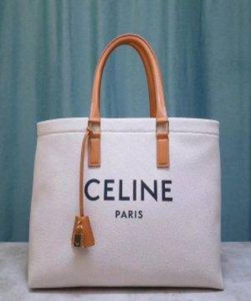 Celine Horizontal Cabas Tote Bag - Canvas with Celine Print & Calfskin Leather Trim - Perfect for Work, Travel & Everyday Luxury