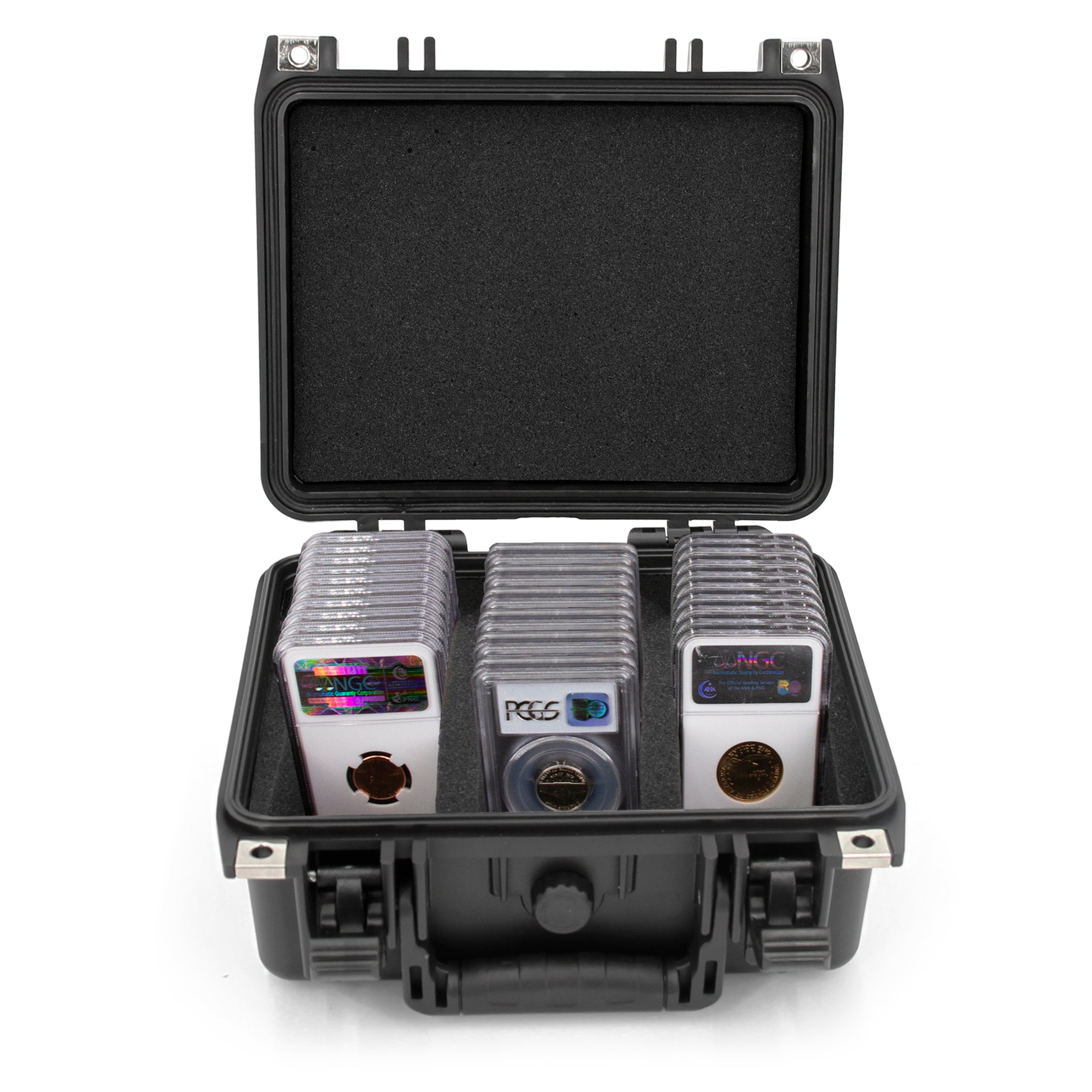 CASEMATIX Graded Coin Case - Waterproof Storage Box for PCGS & NGC Coin Slabs (Fits 40+ Models) with Customizable Foam Insert | Perfect for Coin Collectors, Dealers & Secure Transportation