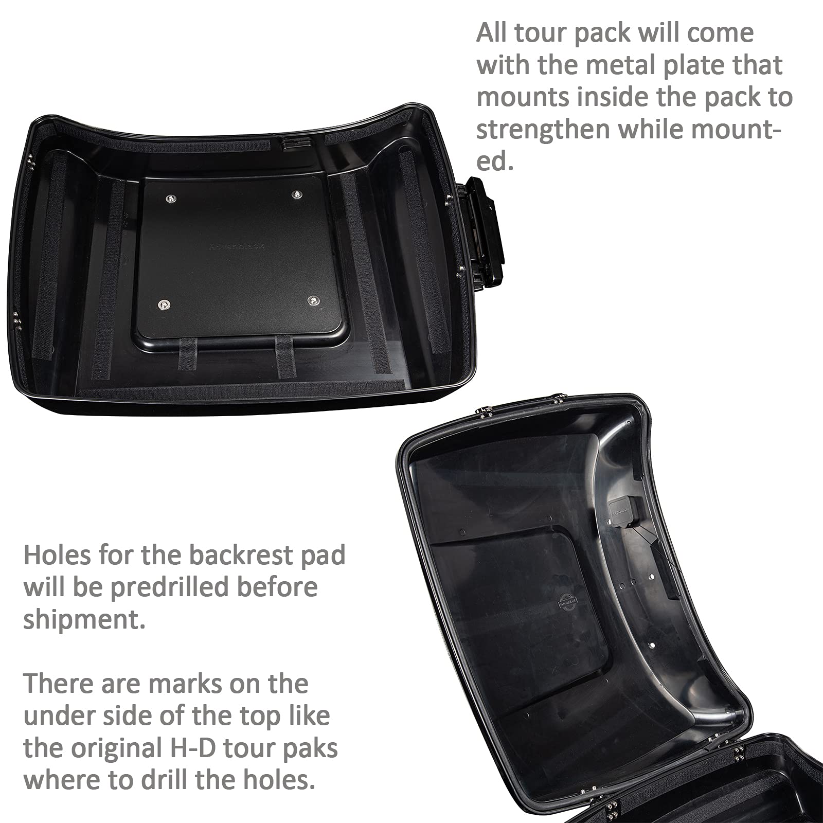 Moto Onfire King Tour Pack with Backrest Pad for Harley Touring Street Glide Road King Road Glide Special 2009-2020 - Silver Flux | Durable Motorcycle Luggage for Long Rides & Road Trips