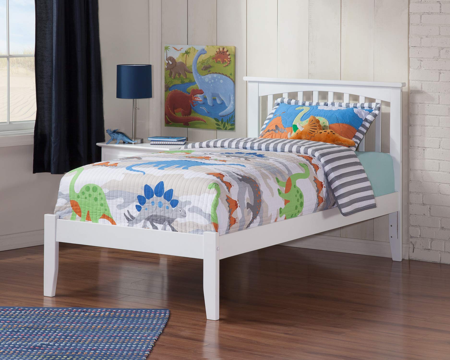 AFI Mission Twin Platform Bed with USB Charging Ports - Modern White Wooden Bed Frame for Kids & Teens - Perfect for Small Rooms, Dorms, and Shared Spaces