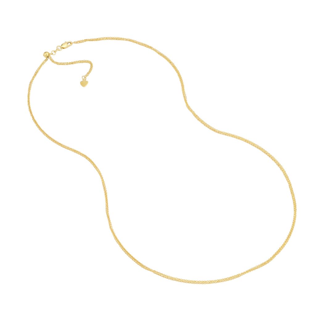 925 Sterling Silver Gold Plated Adjustable Square Wheat Chain Necklace - 1.25mm Thin Beaded Necklace for Women & Men | Perfect for Layering, Gifts & Everyday Wear