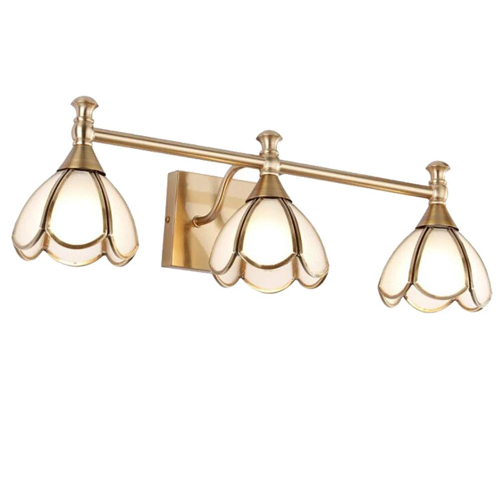 Vintage American Retro Metal Plated Bathroom Mirror with LED Lighting - Golden Wall Mounted Vanity Mirror for Bathroom, Bedroom & Dressing Room Decor - E273