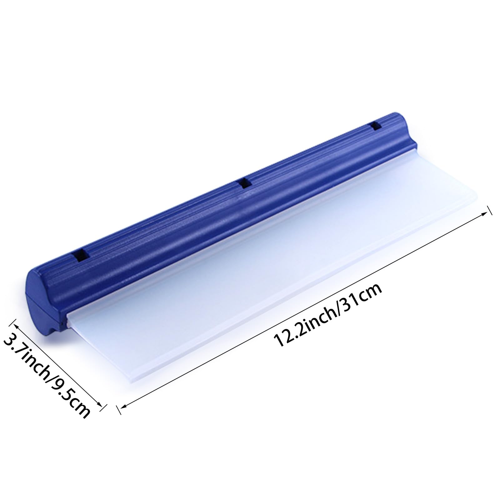 12 Inch Blue Silicone T-Bar Car Squeegee - Professional Flexible Auto Water Blade for Windshield, Glass & Mirror Cleaning | Quick Drying One Pass Design | Perfect for Car Wash, Home Windows & Shower Glass