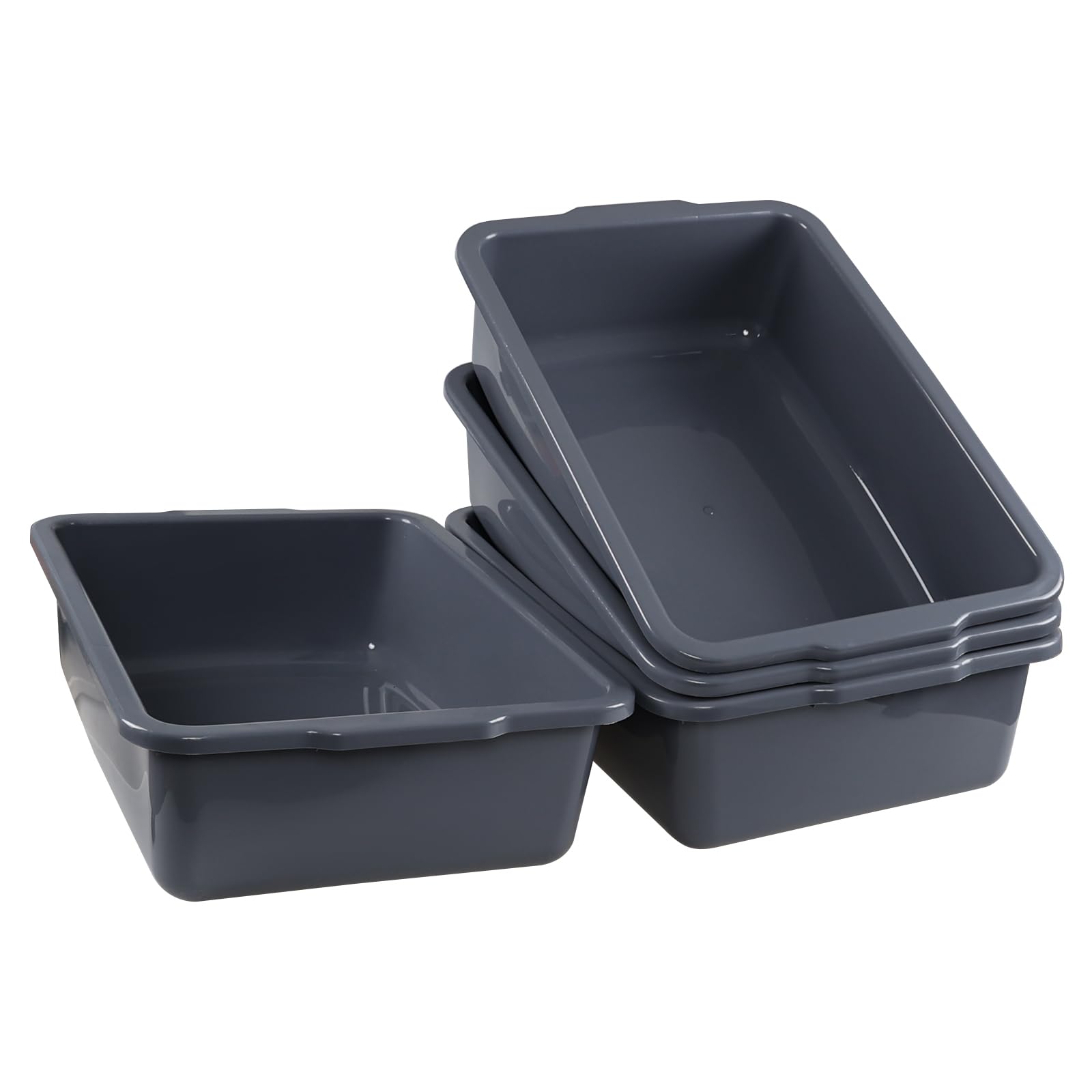 Rosebloom 35L Commercial Plastic Bus Tub - Gray Large Bus Box (4 Pack) - Ideal for Restaurant Dishwashing, Food Storage & Industrial Organization