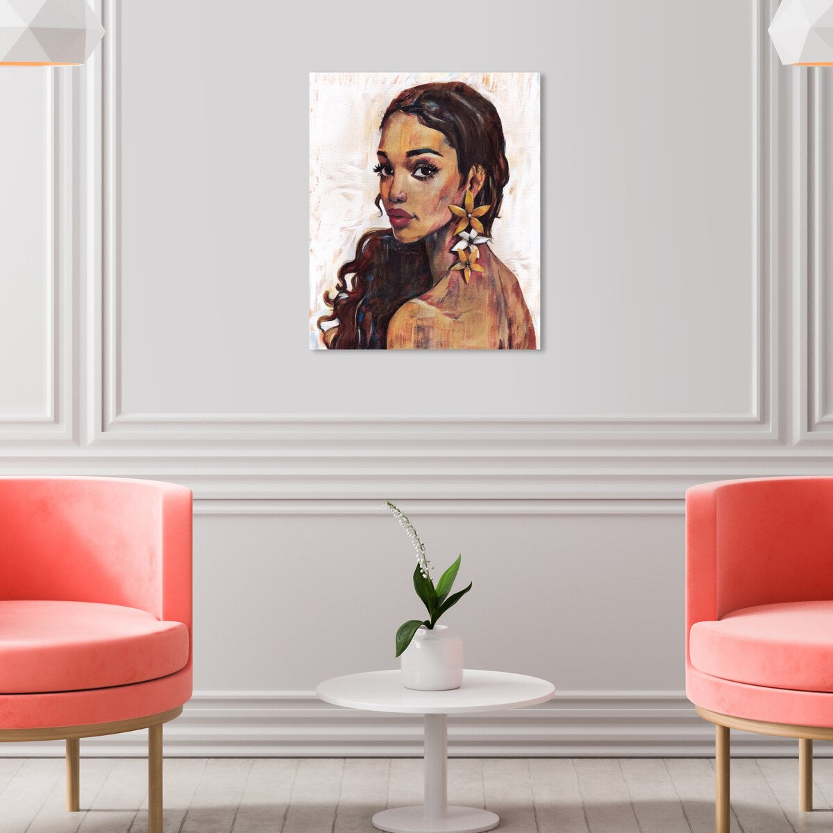 Elegant White Floral Canvas Wall Art Print - Traditional Flower Painting for Bedroom Decor | Perfect for Living Room, Nursery & Home Office