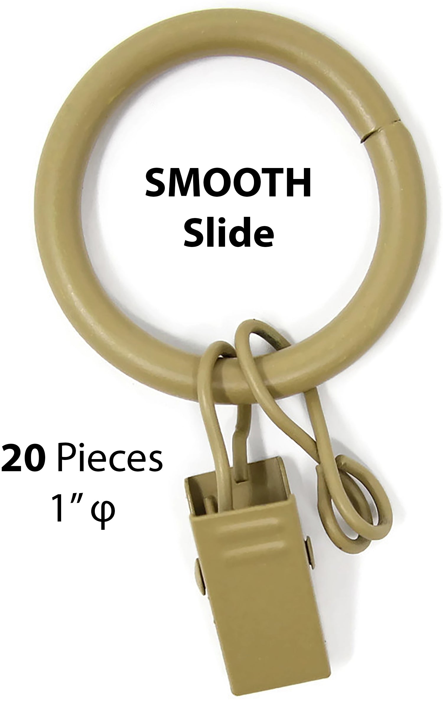 1 Inch Metal Curtain Rings with Clips & Eyelets - 7 Finishes (Silver, Gold, Bronze) for Drapes, Sheers & Valances - Home & Office Window Decor