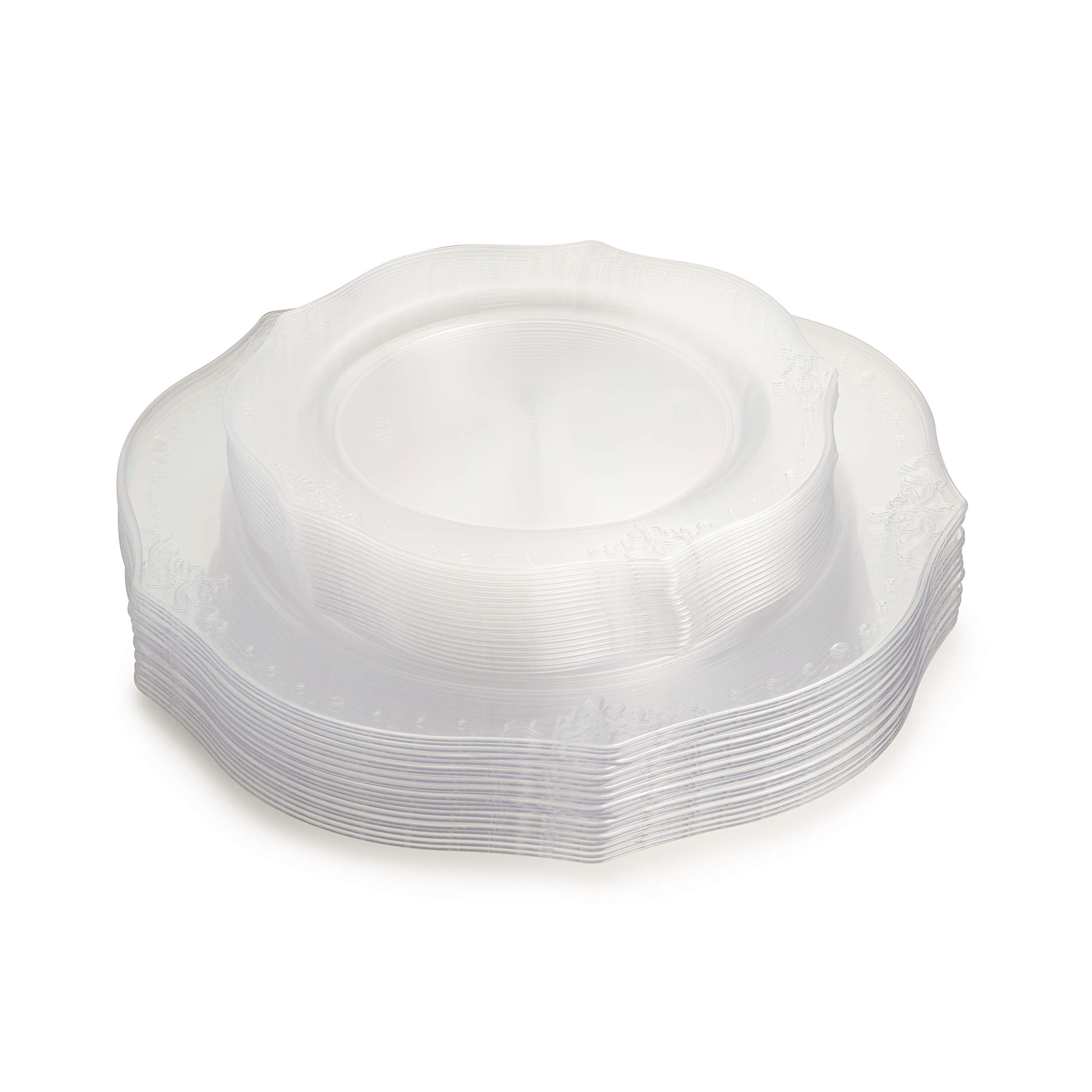 Elegant Disposable Plastic Plates Set - 20 Dinner & Salad Plates for Party Dining