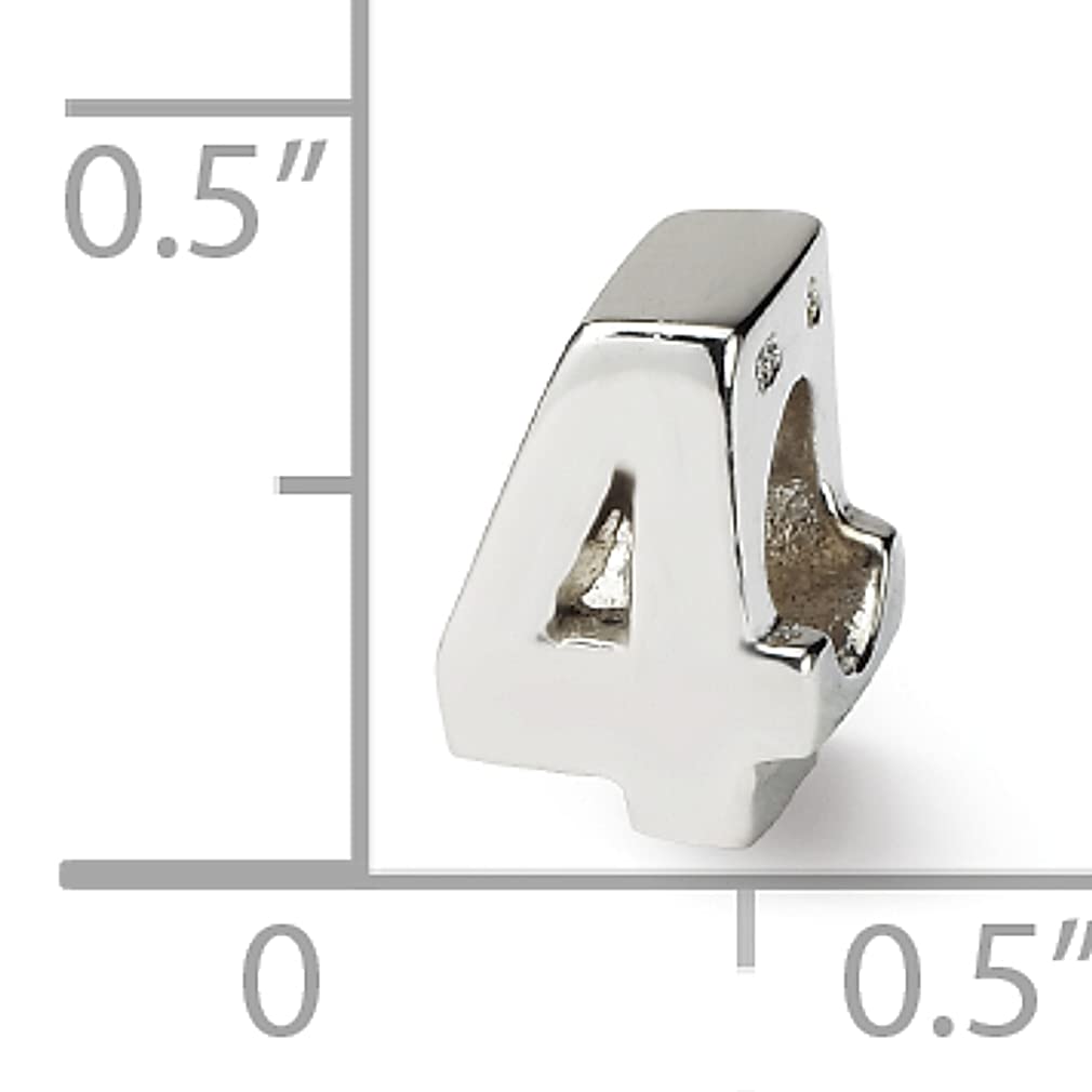 925 Silver Number 4 Charm Bead for Bracelet - Women's Alphabet Jewelry Gift for Birthdays & Anniversaries