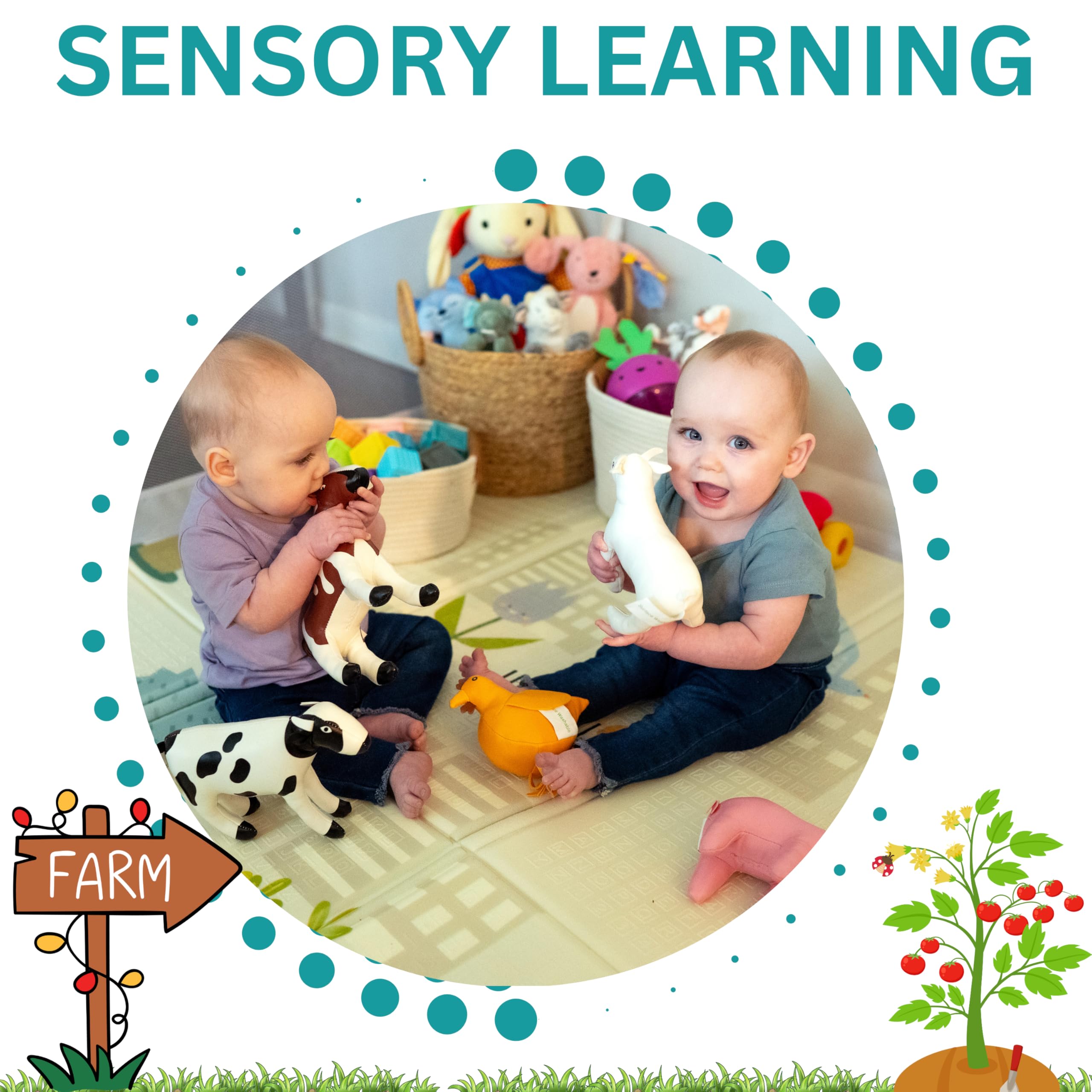 Soft Vinyl Farm Animal Toy Set - Cow, Horse, Goat, Pig & Chicken - Safe Baby & Toddler Toys - 5-PC Educational Gift for All Ages | Perfect for Early Learning, Sensory Play & Nursery Decor
