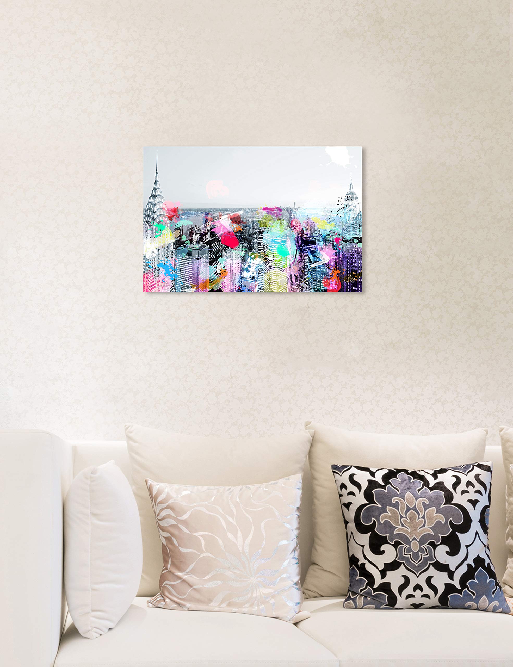Under The City Lights - Modern Cities and Skylines Wall Art Canvas Prints for Living Room & Office Decor | Urban Landscape Painting for Home & Workspace