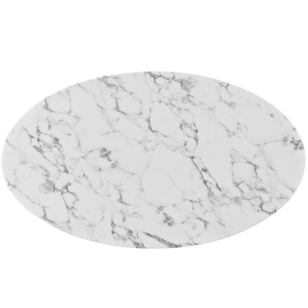Allora Oval Faux Marble Coffee Table - White Modern Living Room Furniture for Small Spaces | Perfect for Apartments, Condos & Cozy Homes
