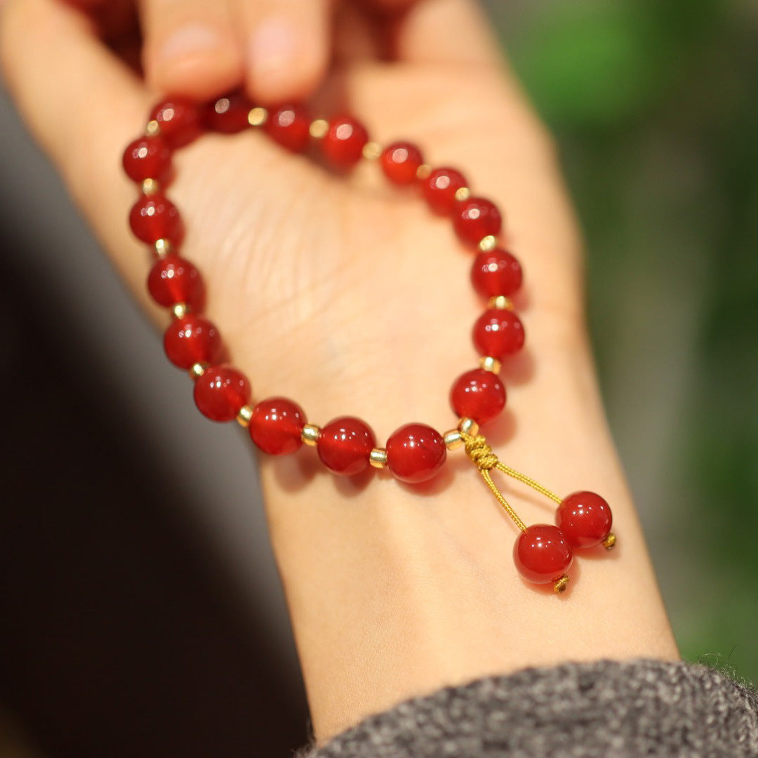Handmade Red Agate Beads Bracelet for Women - Elegant Boho Jewelry for Daily Wear, Gifts & Special Occasions