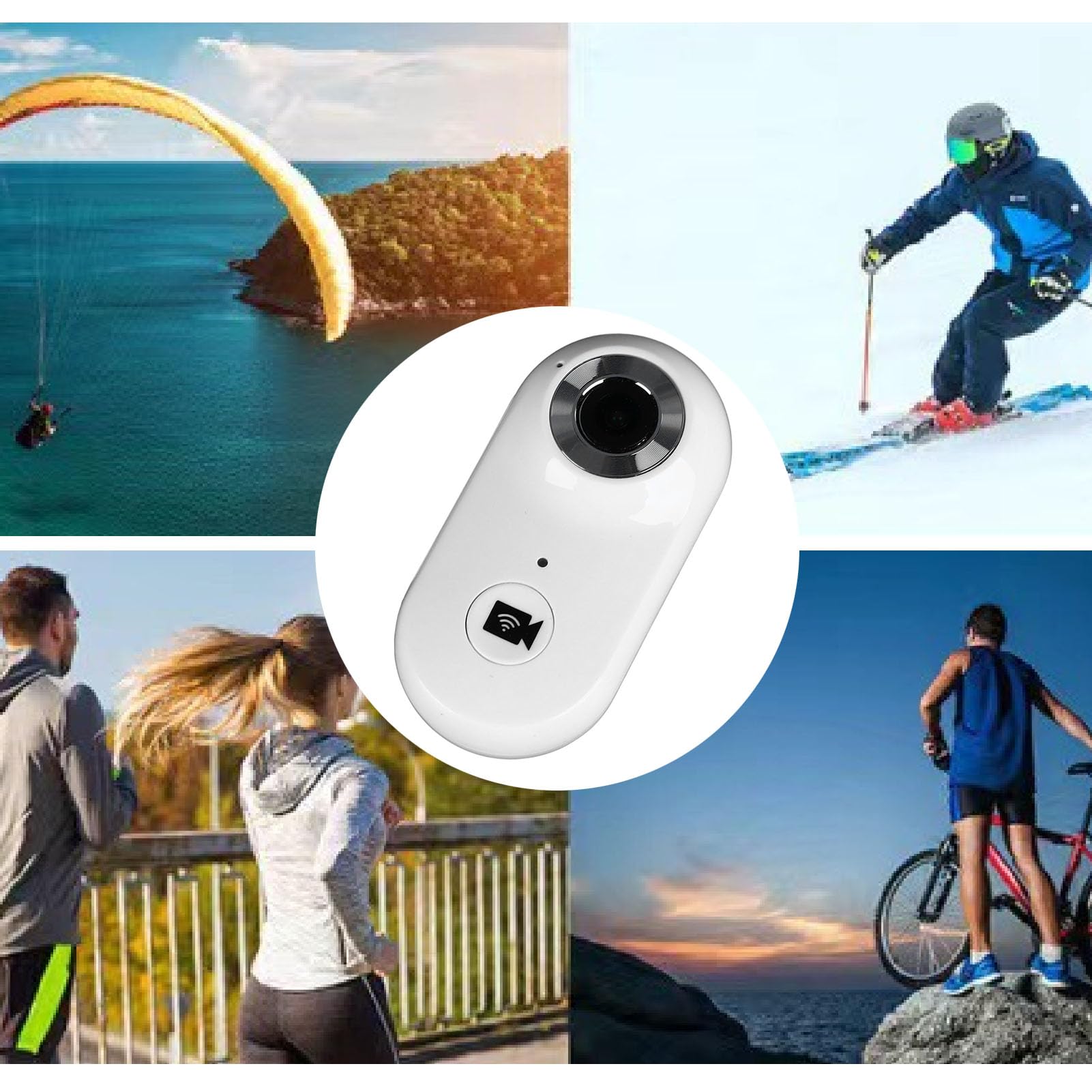 Eujgoov Micro Mini Camera - Wireless WiFi HD Action Camera, Thumb-Sized Motion Sport Camera for Outdoor Adventures, Travel Vlogging & Home Security (White)