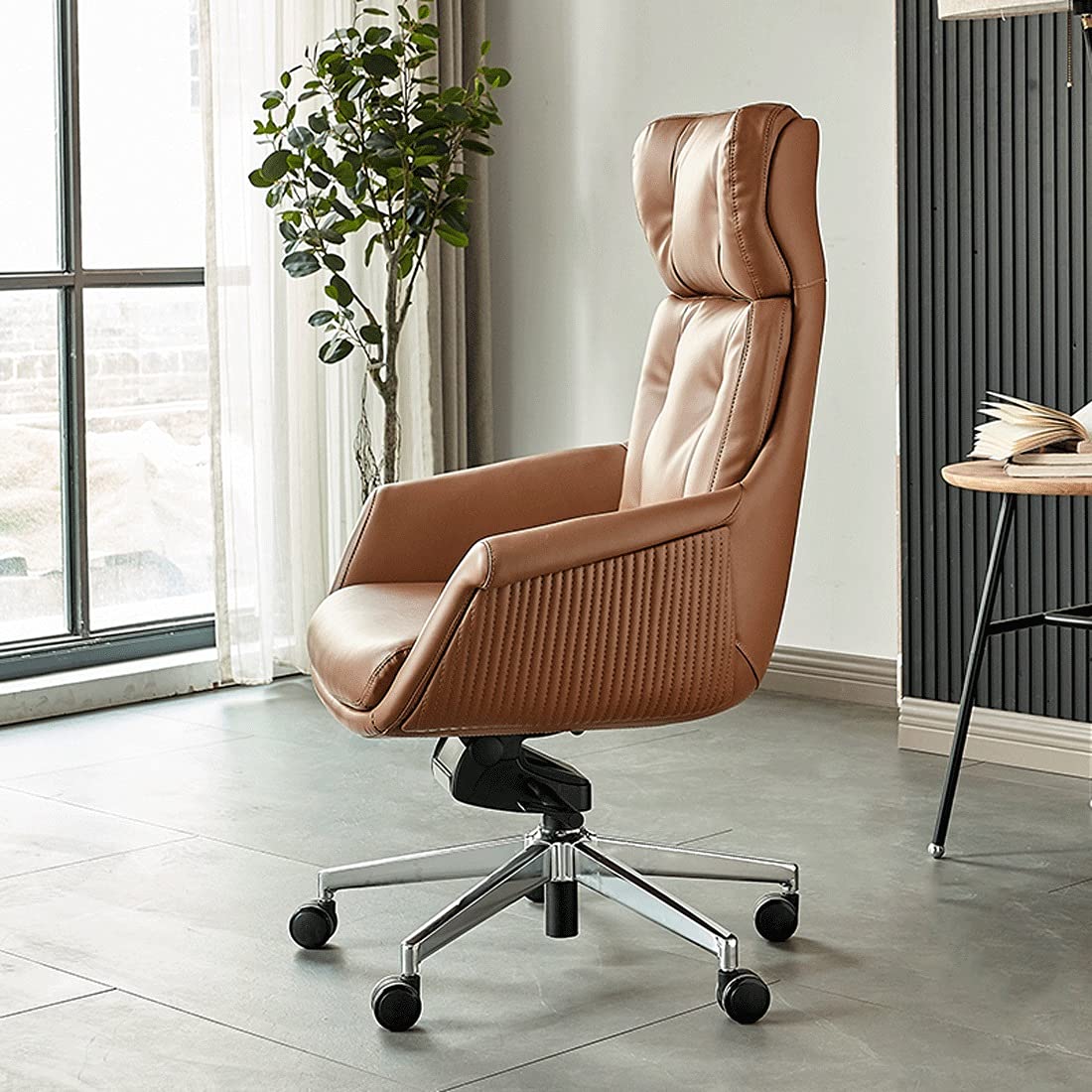 Ergonomic Office Chair - High Back Executive Swivel Chair with Lumbar Support, PU Leather, Adjustable Height & Tilt - Perfect for Home Office, Gaming & Conference Rooms (Black & Blue)