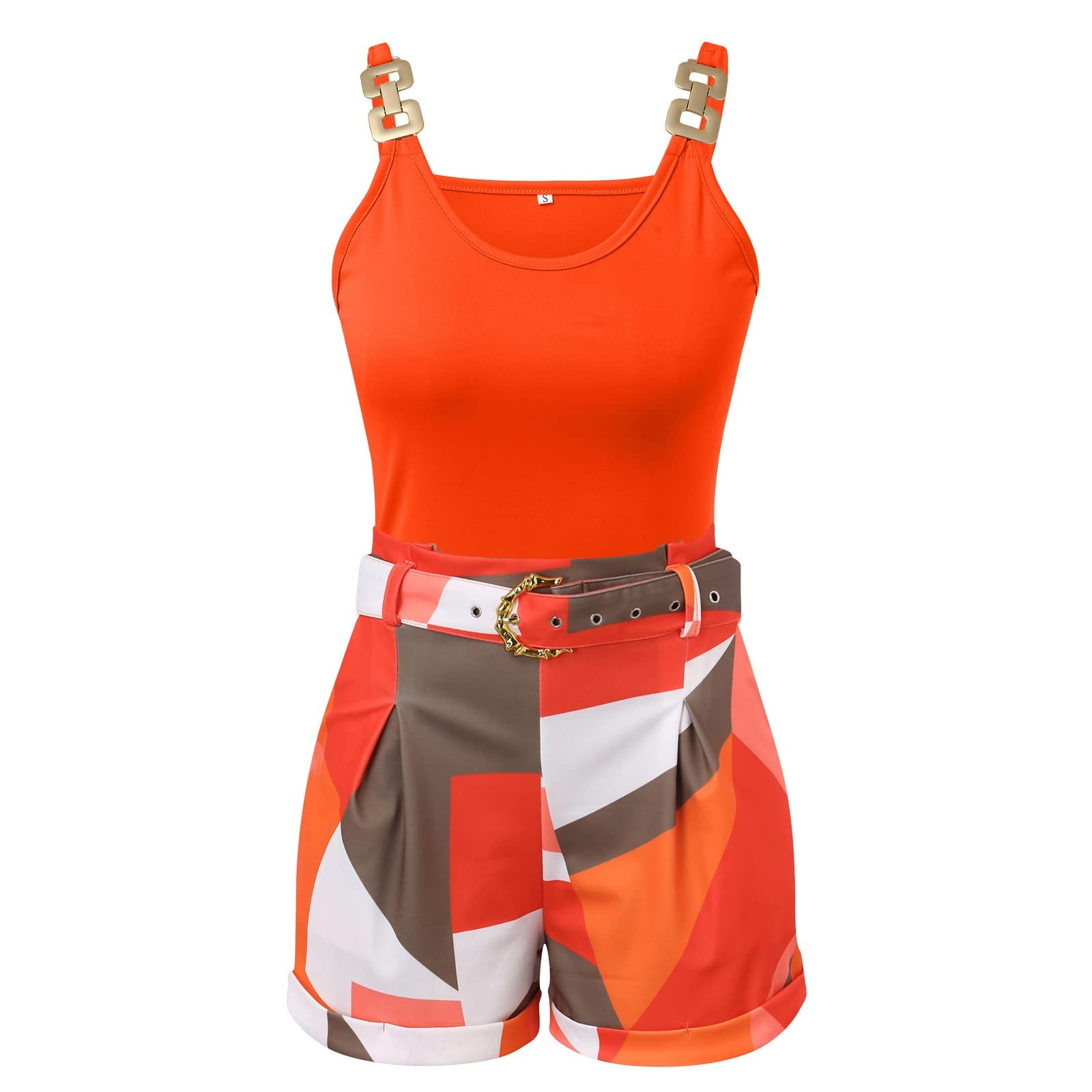 Trendy Women's 2 Piece Outfits 2023 - Sleeveless Shirt & Shorts Set | Summer Fashion Shorts & Top Matching Set | Casual Beachwear, Vacation Outfits, Street Style Looks