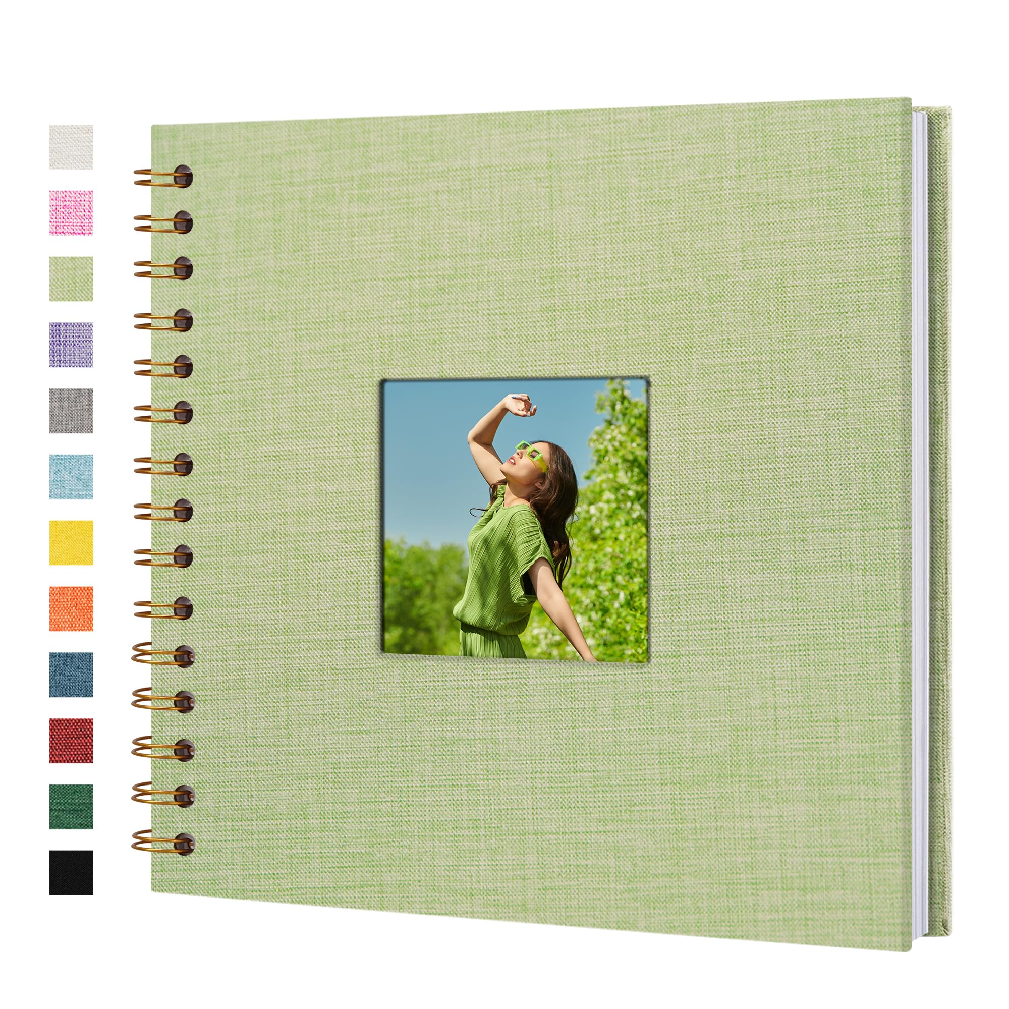 Premium Linen Covered Scrapbook Photo Album - 8x8 Inch Hardcover with Kraft White Pages (20 Sheets/40 Pages) - Perfect for Wedding Guest Book, Baby Shower, Christmas Memories & Travel Journaling