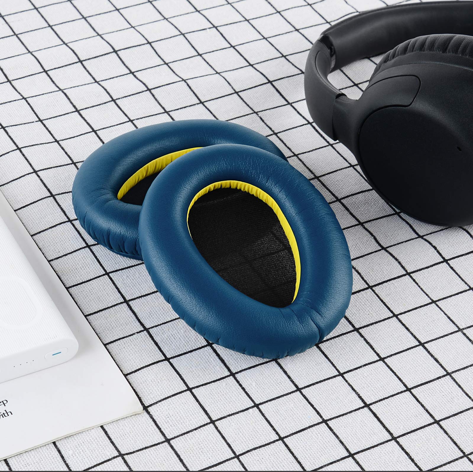 Geekria QuickFit Protein Leather Replacement Ear Pads for Sony WH-CH700N & WH-CH710N Headphones - Premium Comfort Ear Cushions & Earpads for Noise Isolation (Blue) - Perfect for Gaming, Travel & Office Use