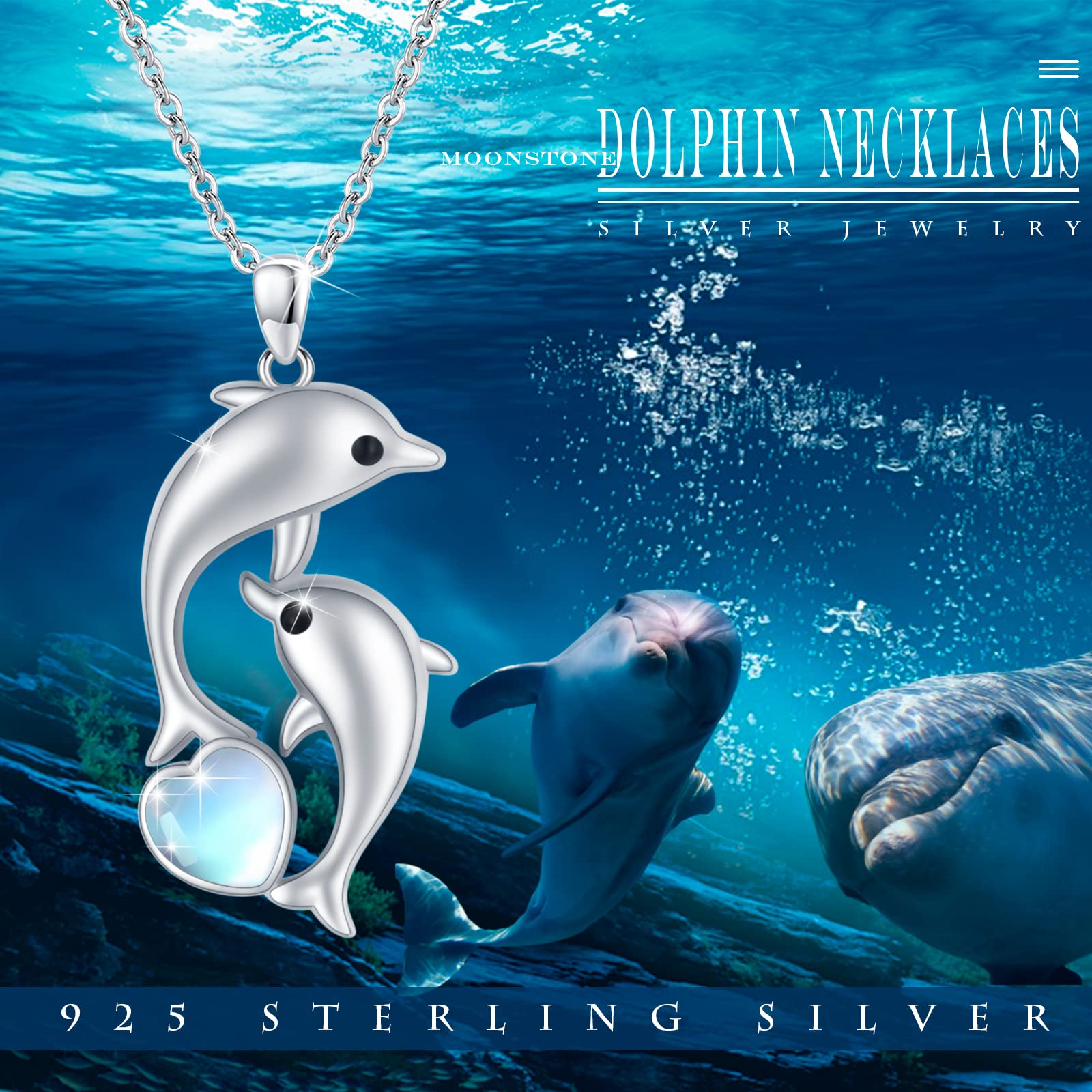 925 Sterling Silver Dolphin Pendant Necklace for Women - Elegant Mother's Day Gift, Birthday Present & Everyday Jewelry - Perfect for Beach, Ocean & Nature Lovers