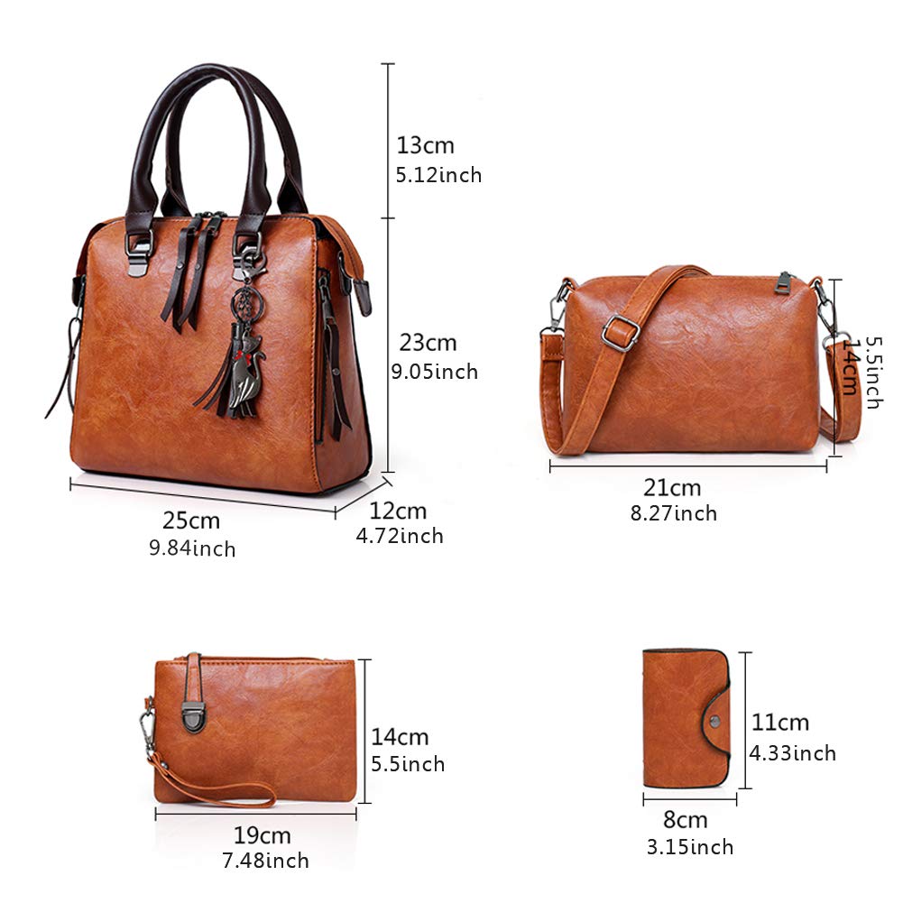 Segater® Women's Faux Leather Handbag Set - Tote, Shoulder Bag, Purse & Card Holder (4-Piece) - Perfect for Work, Travel & Everyday Use