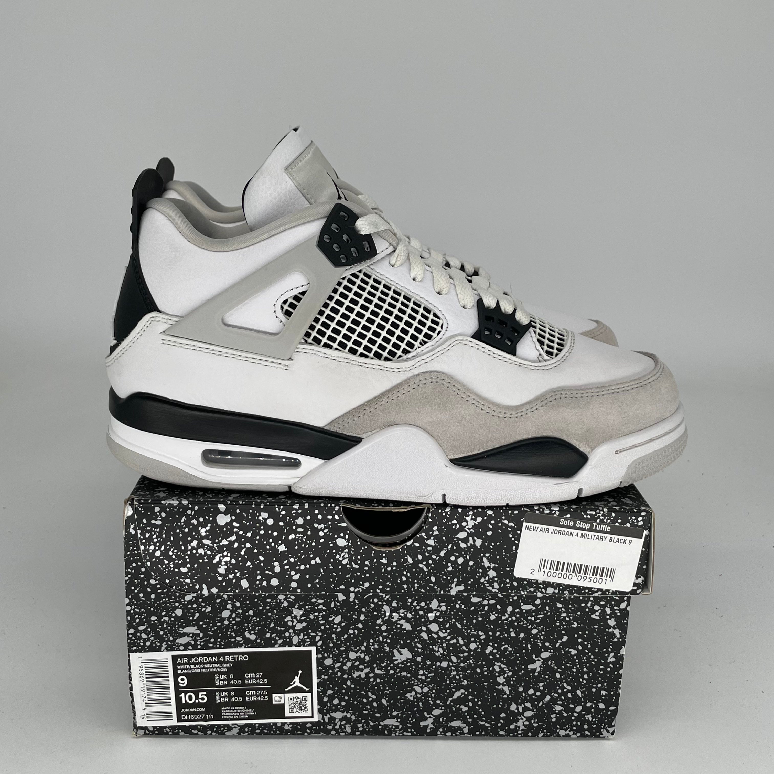 Original Air Jordan 4 Retro 'Military Black' Men's Basketball Shoes Size 9 - DH6927-111 | Sneakers for Casual Wear, Street Style & Sports