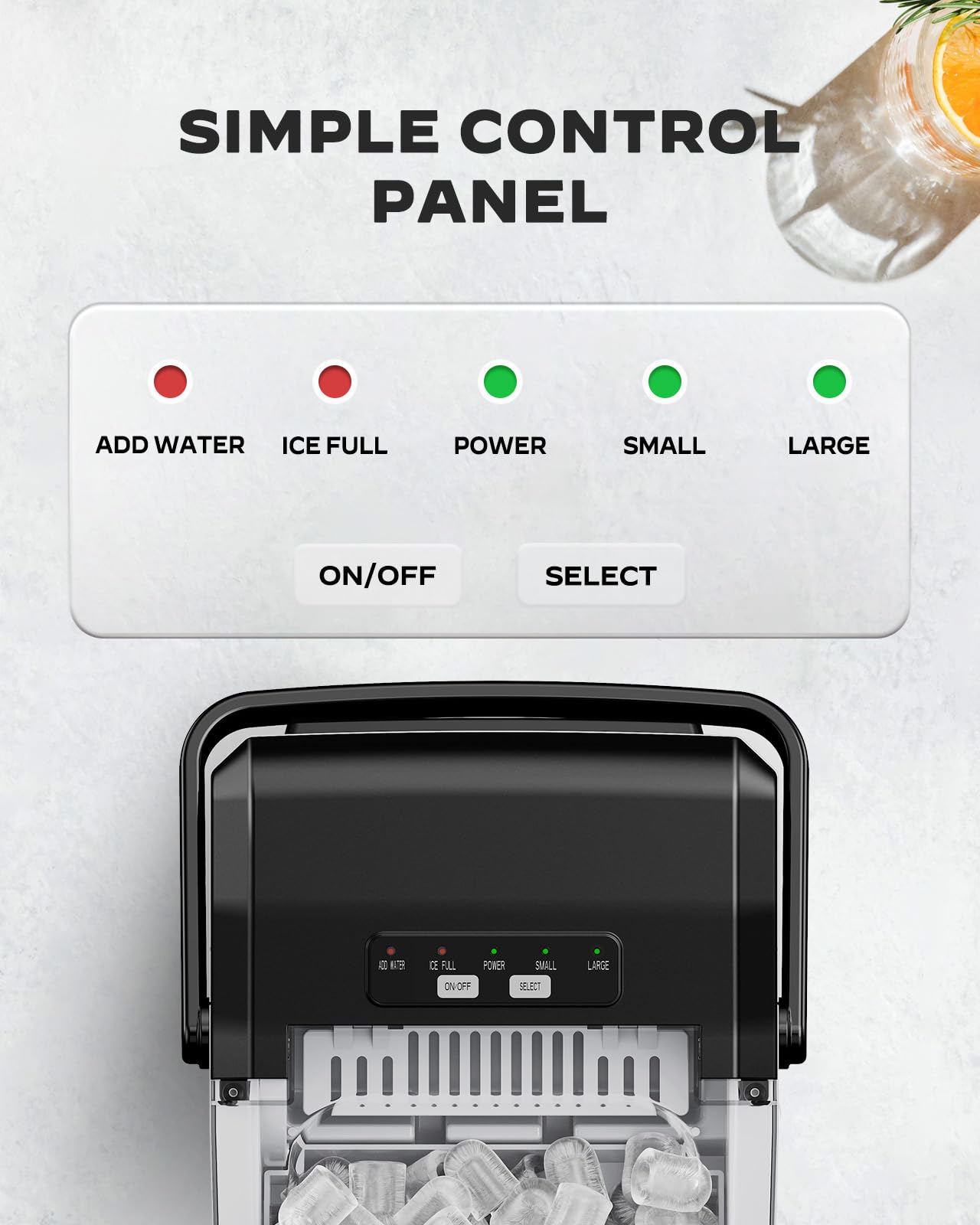 Silonn 26 lbs/Day Countertop Ice Maker Machine - Fast 6-Minute Ice, Self-Cleaning, Compact Portable Ice Maker for Home, Kitchen, Office & Parties (Black) - Perfect for Cocktails, Beverages & Outdoor Gatherings