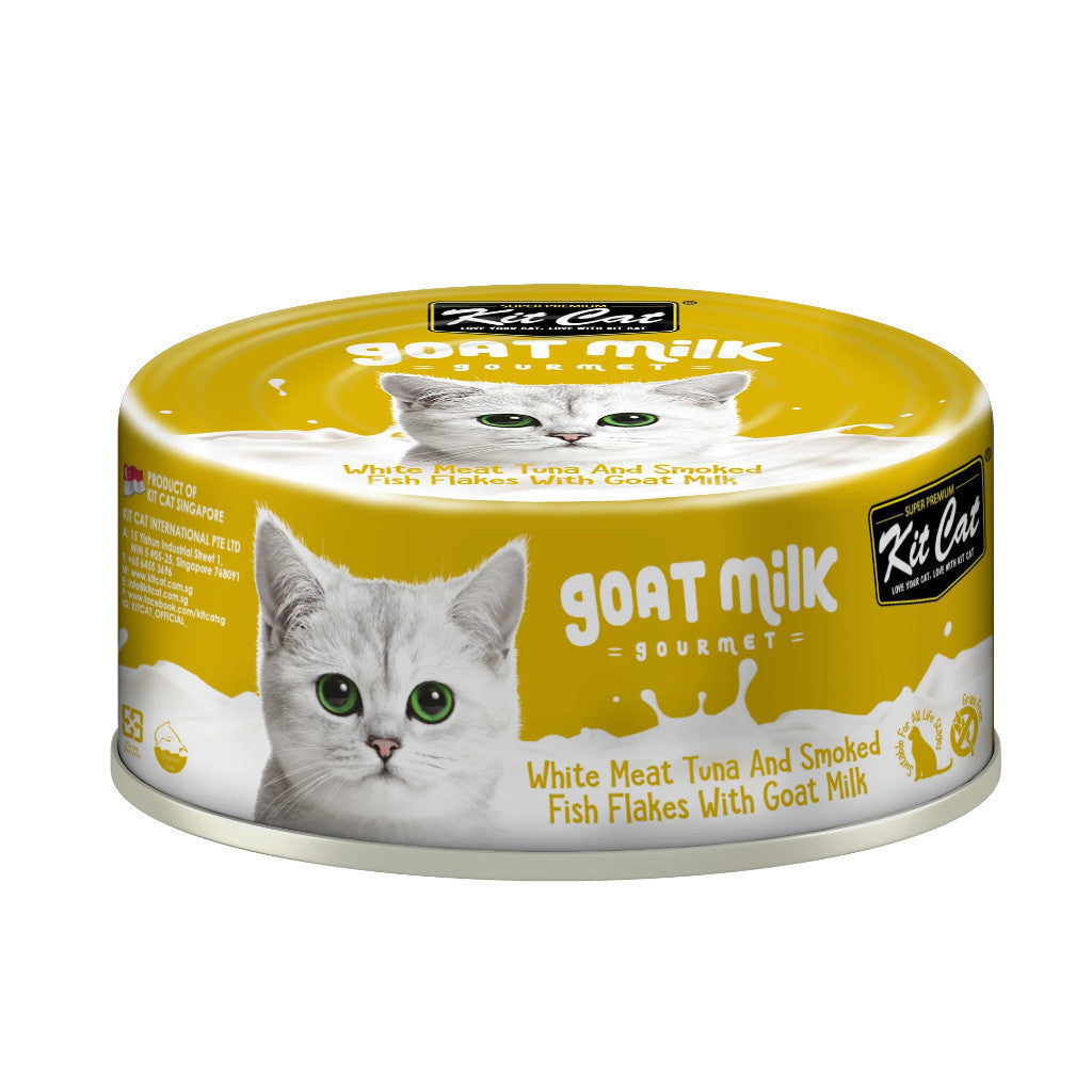 Premium Kit Cat Goat Milk Gourmet Wet Cat Food - 70g Can (12 Delicious Flavors) | High-Protein Meal for Adult & Senior Cats | Indoor & Outdoor Feline Nutrition