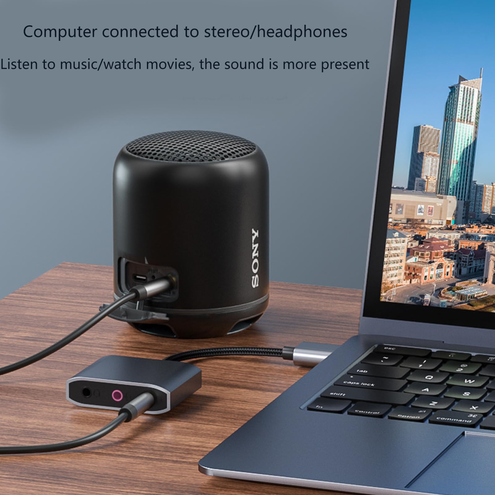 Double USB Audio Adapter - External Stereo Sound Card for Headphones & Microphone | Plug & Play No Driver Needed | Perfect for Gaming Headsets, Online Meetings & PC Audio Setup