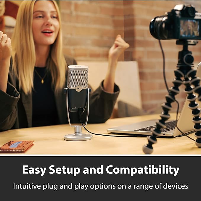 AKG Pro Audio Ara USB C Condenser Microphone - Dual Pattern Podcast Mic for Streaming, Gaming & YouTube (Blue/Silver) | Studio Quality for Home Recording & Voice Overs