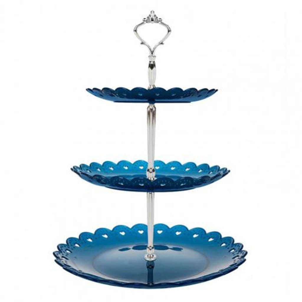GANFANREN 3-Tier Cake Stand for Afternoon Tea, Wedding, Party - Plastic Dessert Display Rack for Baking, Cake Decorating & Tableware (Blue) | Perfect for Birthday Celebrations, Bridal Showers & Buffet Serving