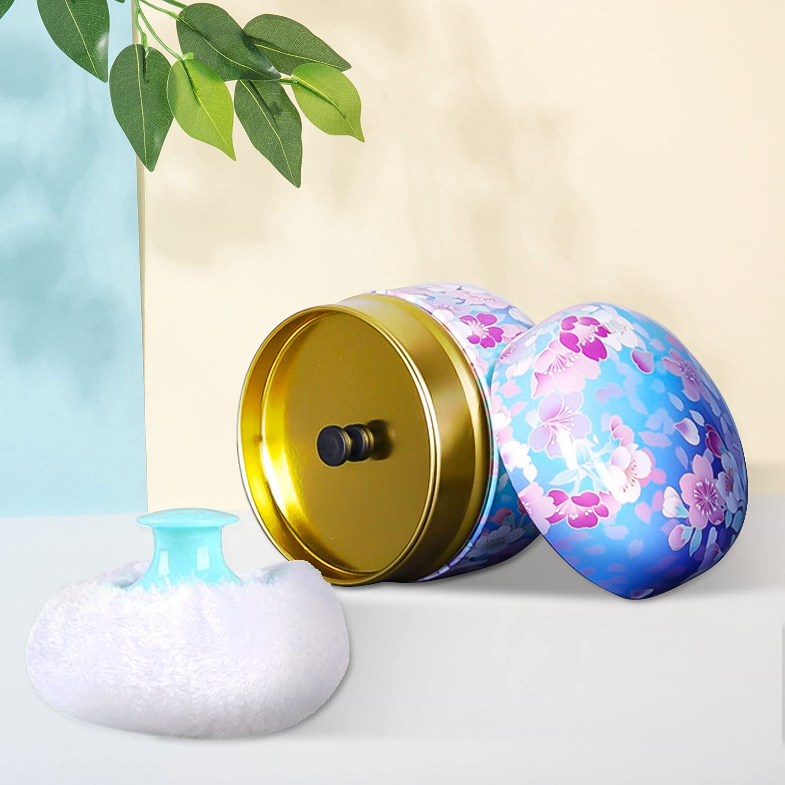 Topwon Powder Case with Soft Powder Puff - Travel-Friendly Body Powder Container for Baby & Mom - Dusting Powder Dispenser for On-the-Go Use (Green) | Perfect for Diaper Bags, Gym Essentials & Postpartum Care