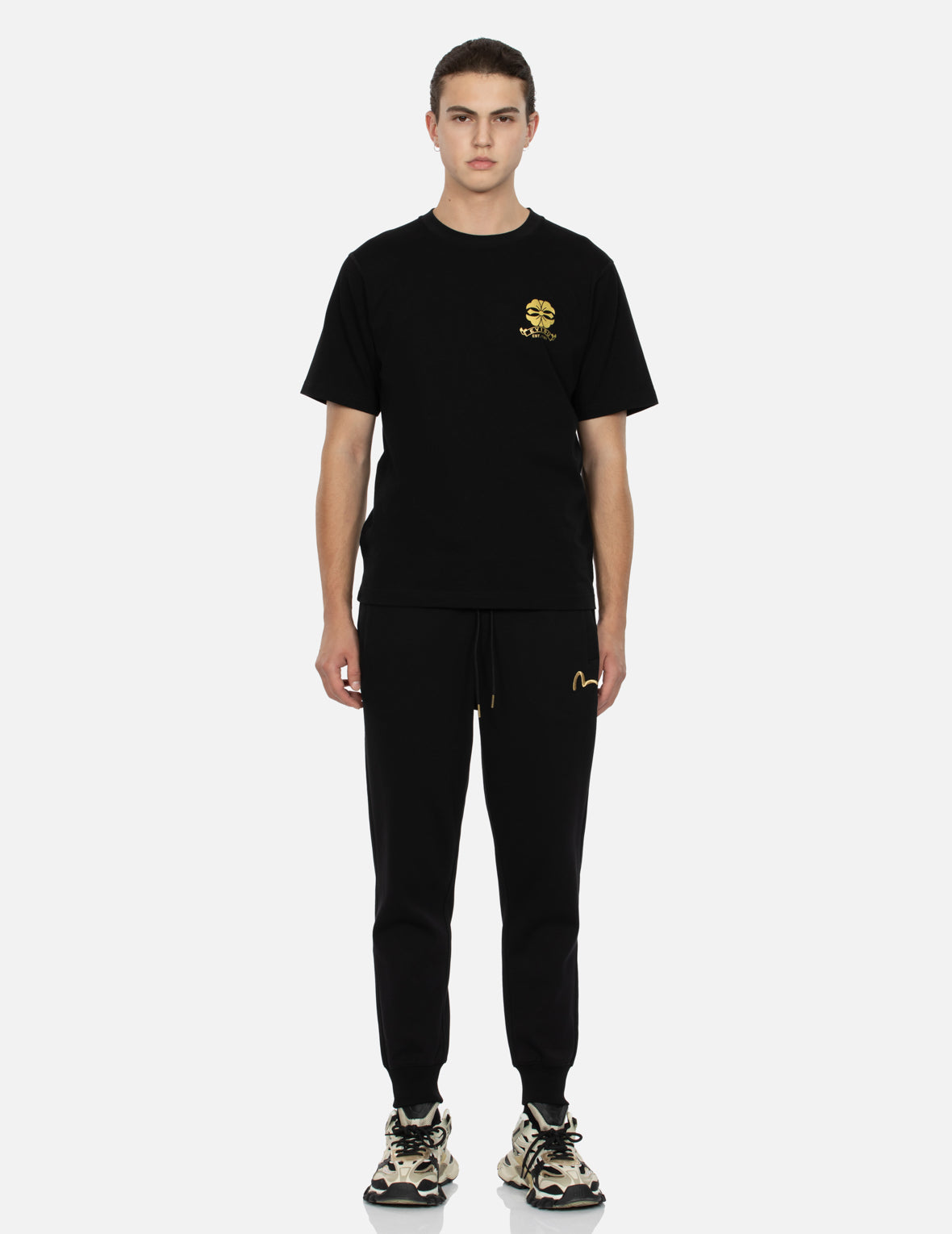 Kamon & Logo Foil Print Regular Fit T-Shirt for Men | Stylish Graphic Tee for Casual Wear & Street Fashion