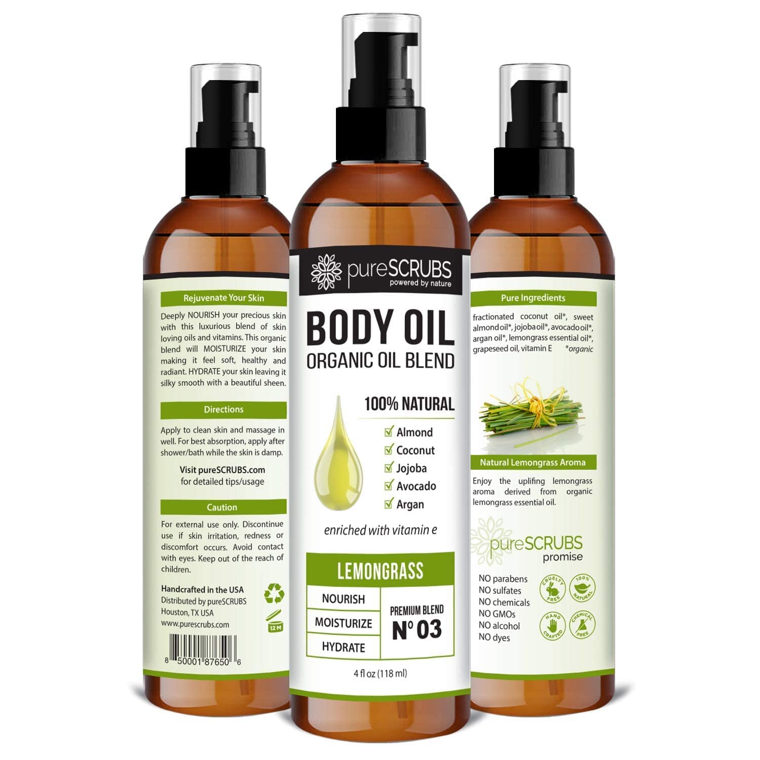 PureSCRUBS Exfoliating Lemongrass Body Scrub & Hydrating Body Oil Set - Natural Skincare Duo for Smooth, Glowing Skin | Perfect for Spa Day, Self-Care Routine & Gift Giving