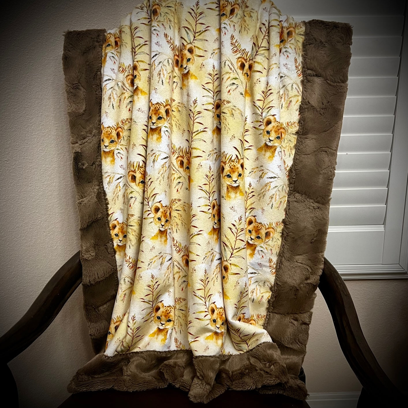 Lion Cub Luxe Truffle Minky Baby Blanket 36