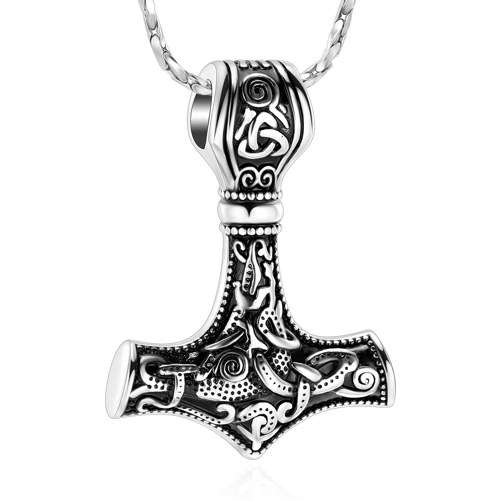 Mjolnir Thor's Hammer Cremation Jewelry Pendant - Memorial Ash Urn Necklace for Men & Women - Mini Keepsake Urn for Ashes - Perfect for Viking-Themed Memorials & Norse Tribute Gifts