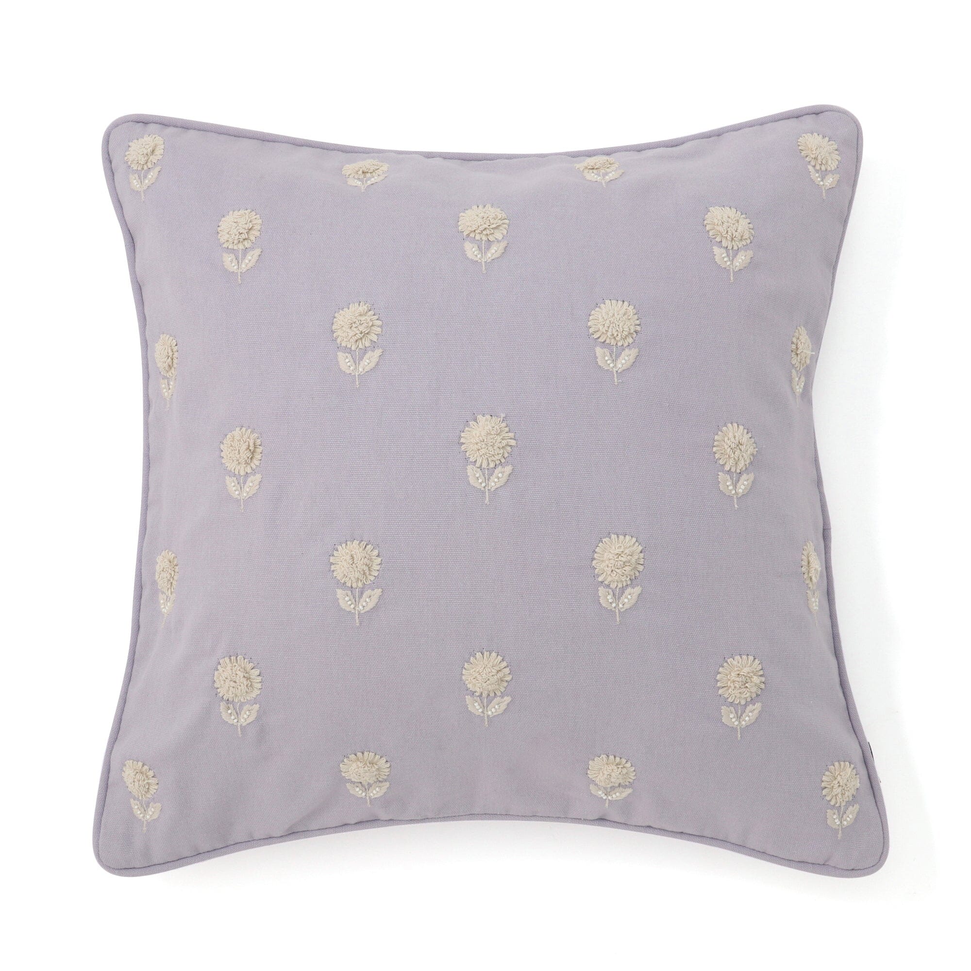 Premium Emb Flower Cushion Cover 18x18 Inches - Soft Purple Bohemian Decorative Pillow Case for Living Room, Bedroom & Outdoor Furniture