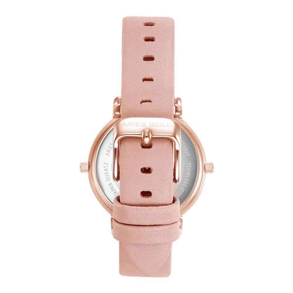 ARIES GOLD WANDERER Rose Gold Stainless Steel Women's Watch with Pink Leather Strap - Elegant Dress Watch for Women, Perfect for Office, Party & Special Occasions