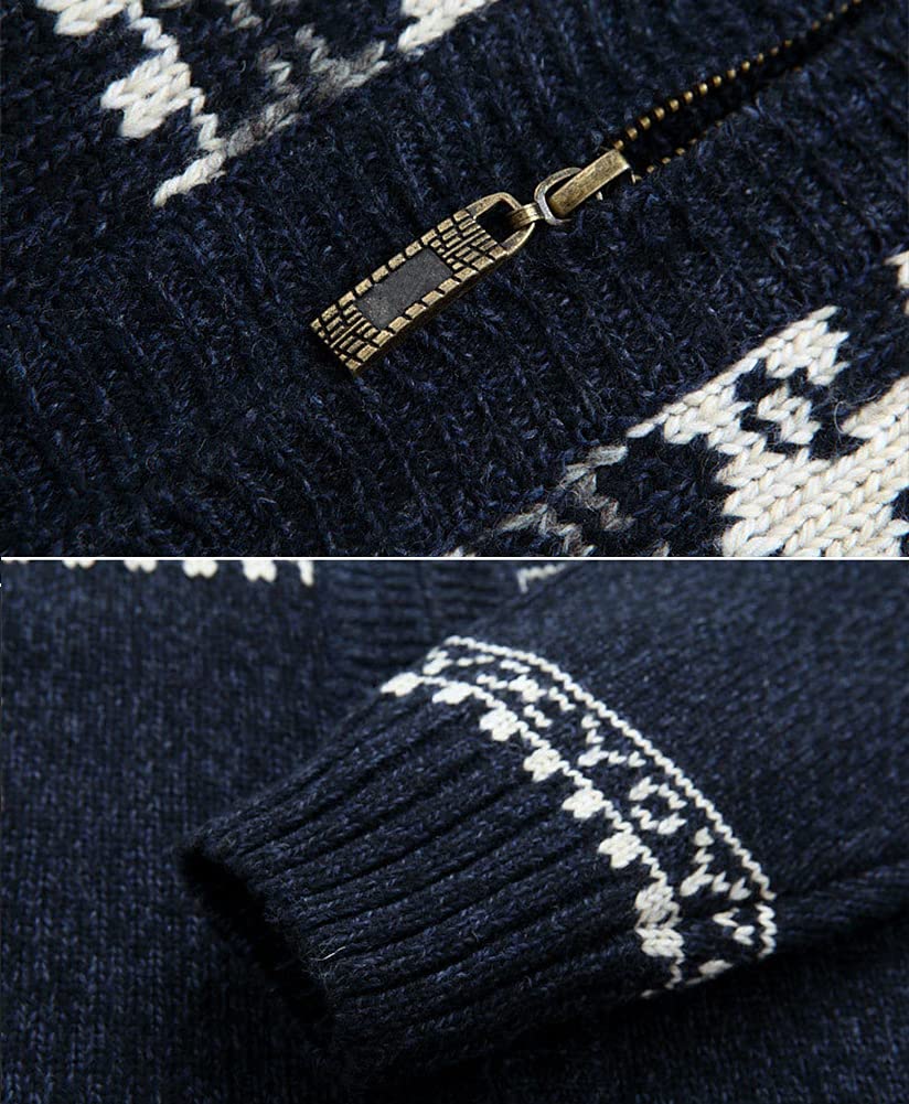 Kedera Men's Stand Collar Cable Knit Cardigan - Thick Full Zip Sweater with Stylish Pattern | Perfect for Casual Outfits, Office Wear & Winter Layering
