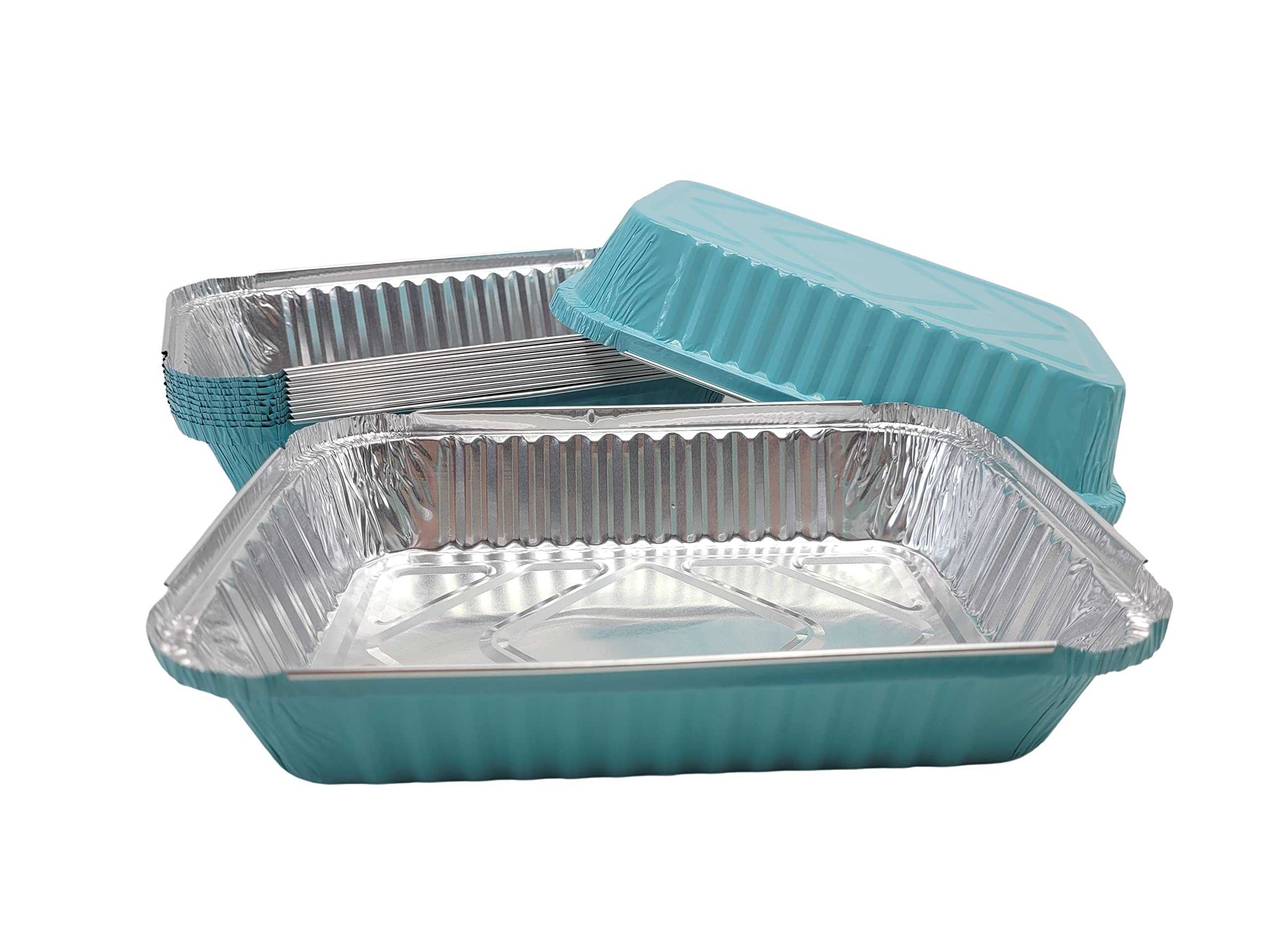 KitchenDance 1.5 LB Aluminum Foil Pans with Plastic Lids - Durable Oblong Shallow Disposable Food Containers for Baking, Cooking, Freezing & Storing - Perfect for Restaurants, Catering, Meal Prep & Home Kitchens