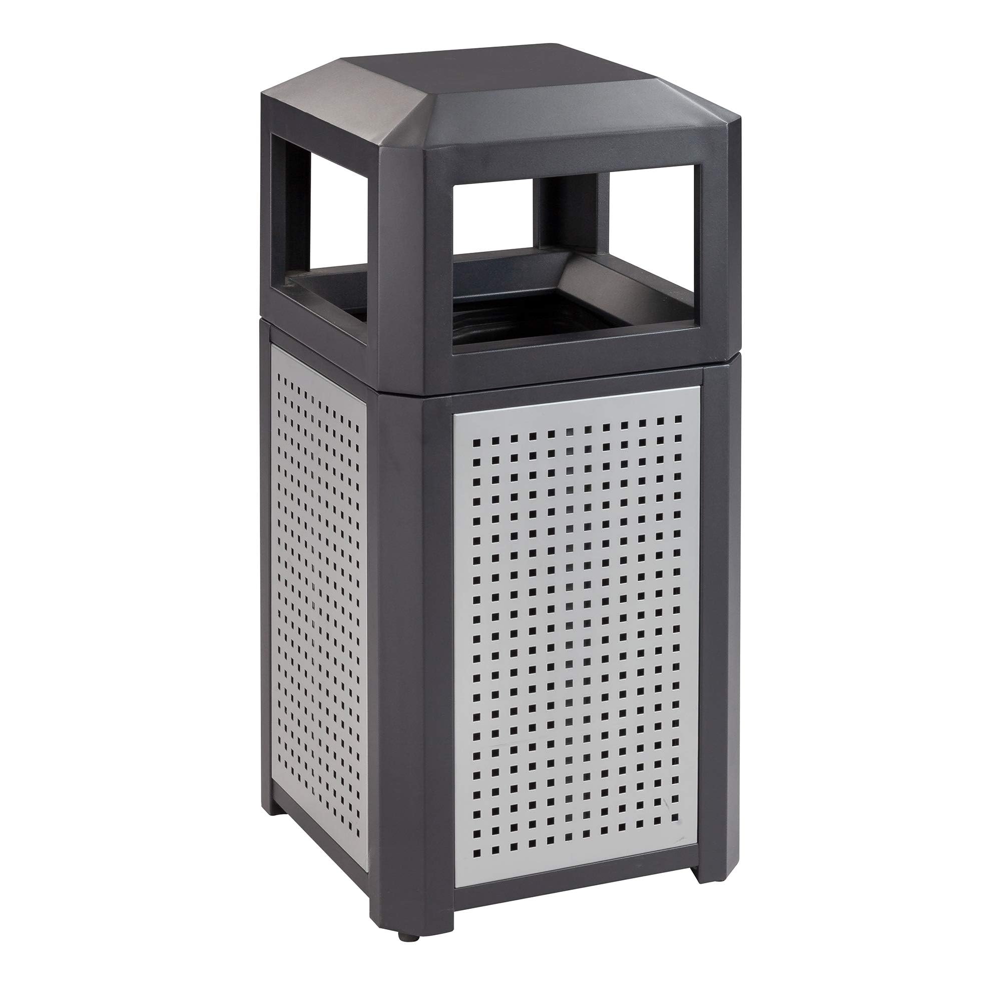 Safco Evos 15-Gallon Steel Trash Can - Commercial Heavy Duty Garbage Bin with Plastic Liner for Indoor & Outdoor Use - Perfect for Offices, Kitchens, Restaurants, and Public Spaces