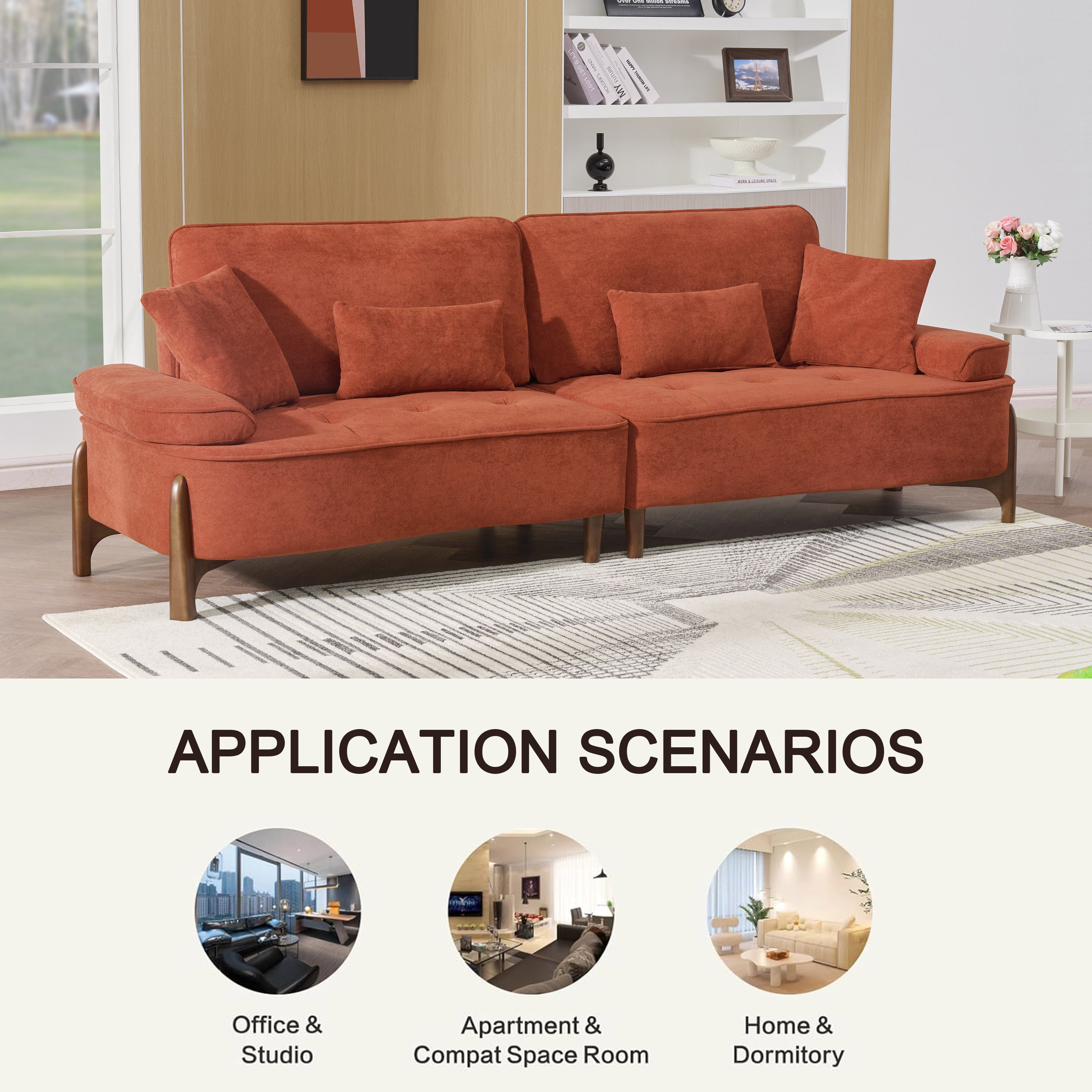 103 Inch Ultra Plush Deep Seated Sofa with Removable Pillows - Luxury Comfort for Living Room, Bedroom, Apartment & Office - Perfect for Relaxing, Entertaining & Small Space Decor