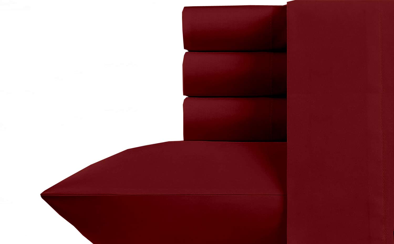 100% Egyptian Cotton Sheets Set - 4 Piece Twin Size Luxury Bed Sheets with Deep Pocket, Cooling & Wrinkle Free - Burgundy Solid Color - Perfect for Hotel Style Bedding, Guest Rooms & Dorm Essentials