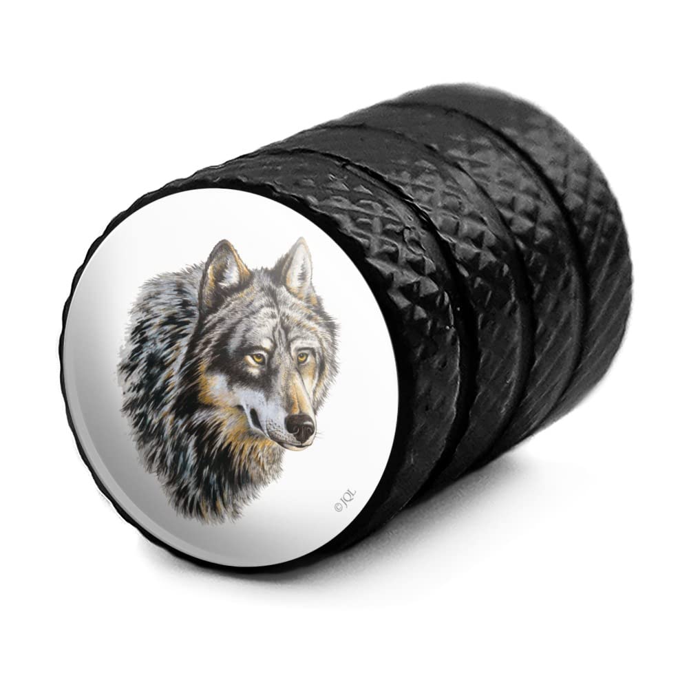 Wild Wolf Head Motorcycle & Bicycle Valve Stem Caps - Durable Aluminum Tire Rim Wheel Accessories for Harley, Cruiser, Dirt Bikes (Pack of 4) - Perfect for Off-Road, Commuting & Custom Bike Builds