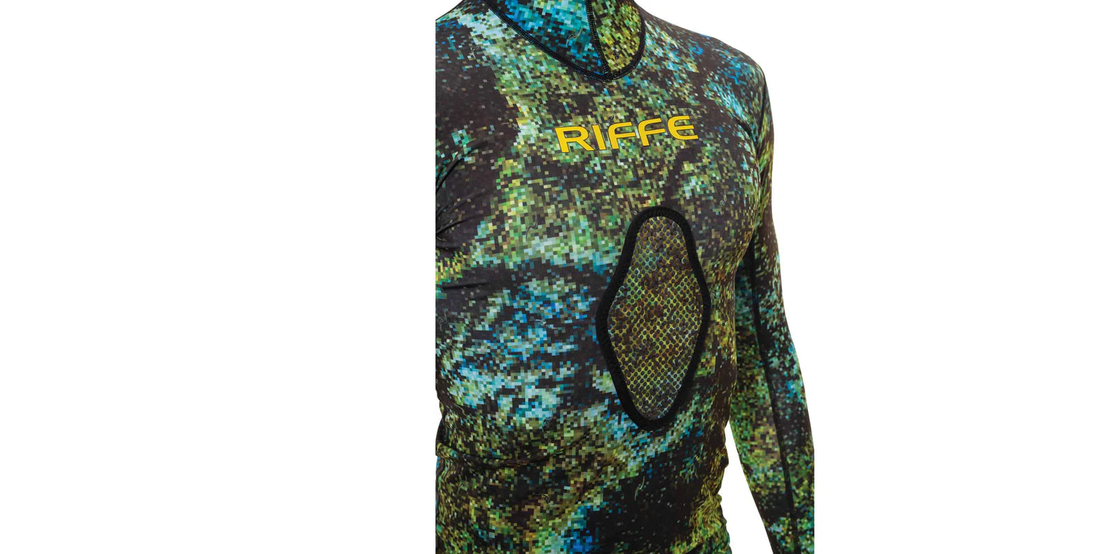Riffe Eco Hooded Long Sleeve Rash Guard with Loading Pad - UPF 50+ Sun Protection for Surfing, Diving & Water Sports | Men's & Women's Swim Shirt