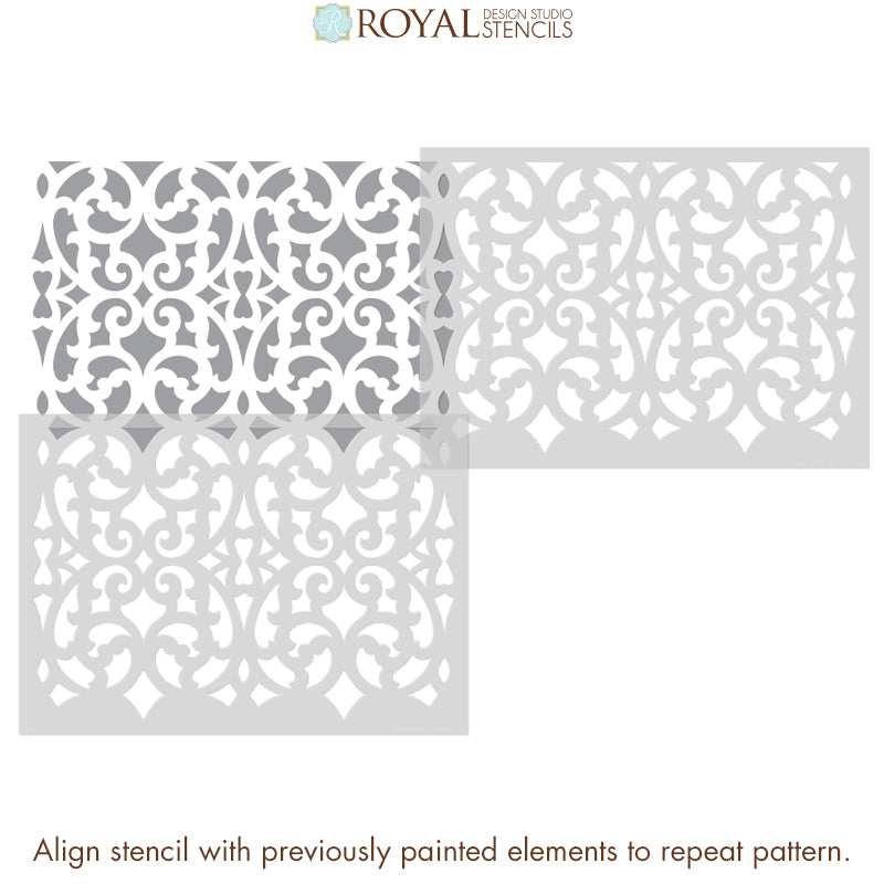 Mansion House Grille Trellis Wall Stencil - DIY Home Decor Stencil for Wall Painting, Furniture & Crafts - Perfect for Bedroom, Living Room & Garden Projects